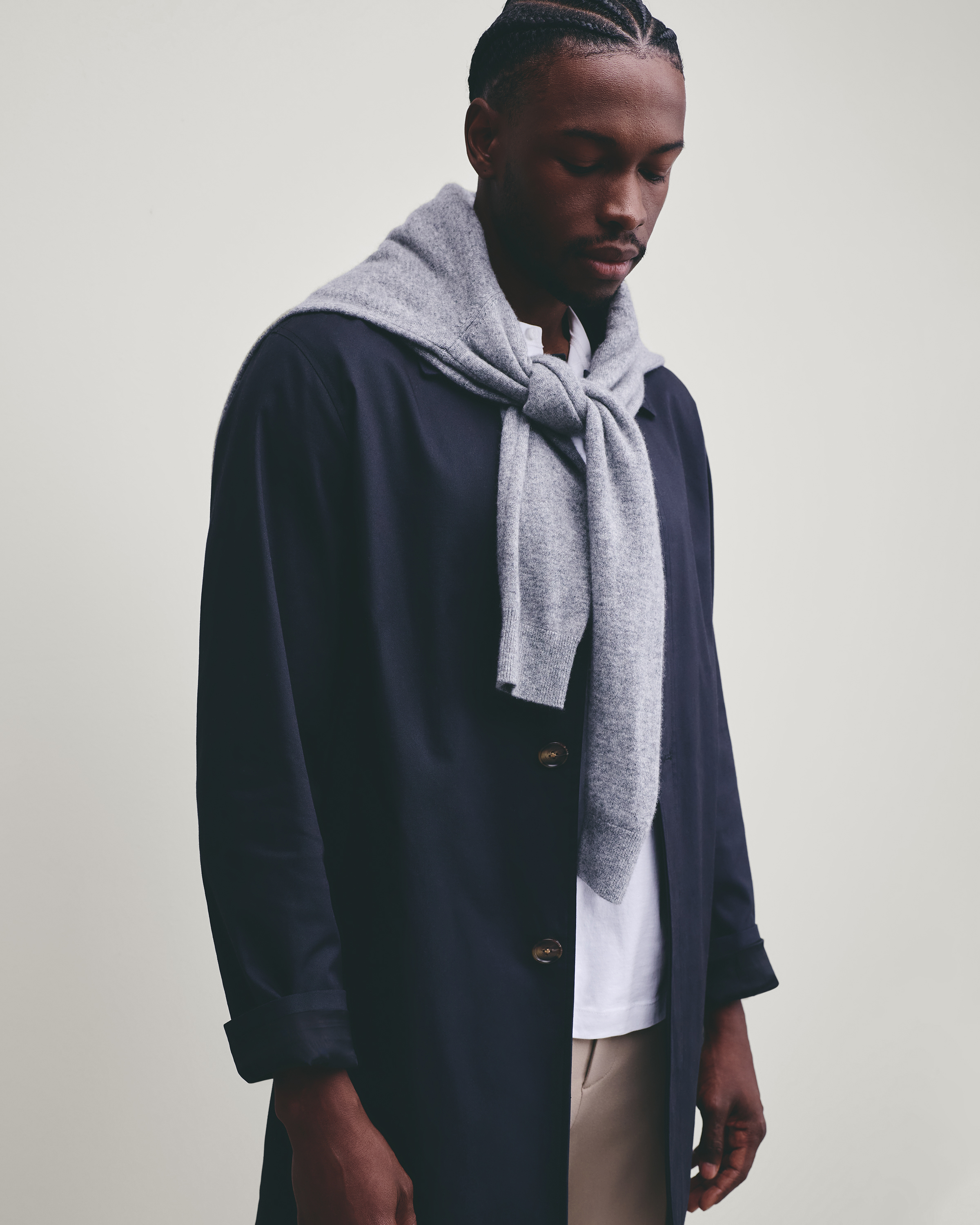 Heather Grey Mongolian Cashmere Henley Sweater