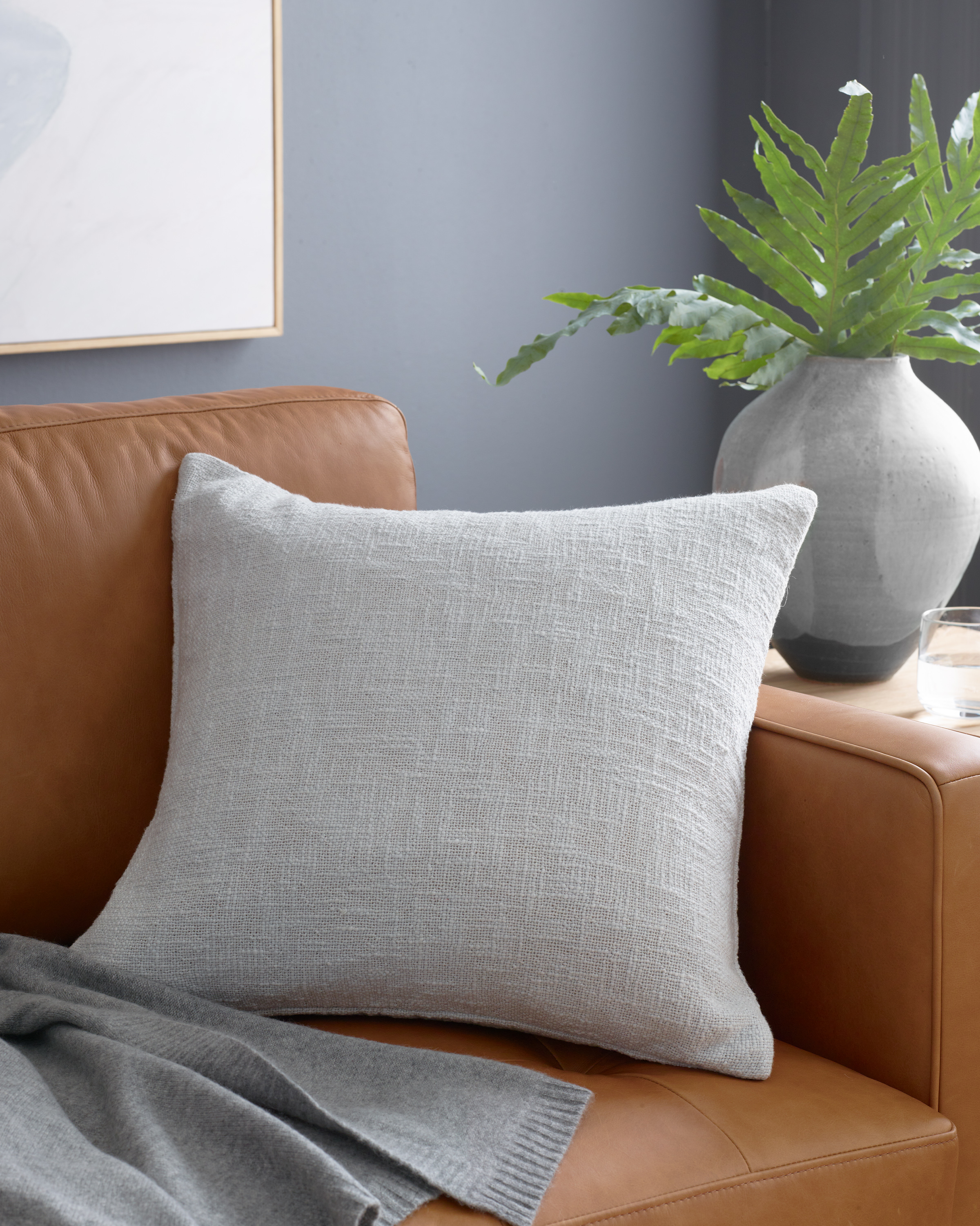 Grey Cotton Slub Pillow Cover