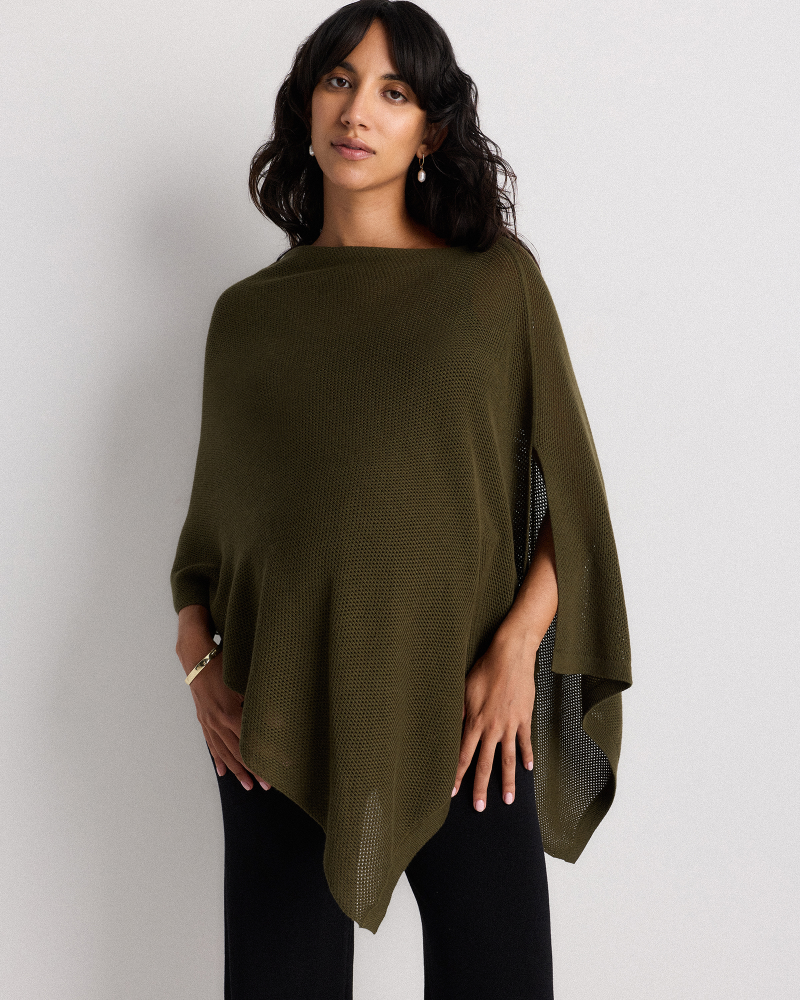 Quince Women's Lightweight Cotton Cashmere Nursing Shawl In Green