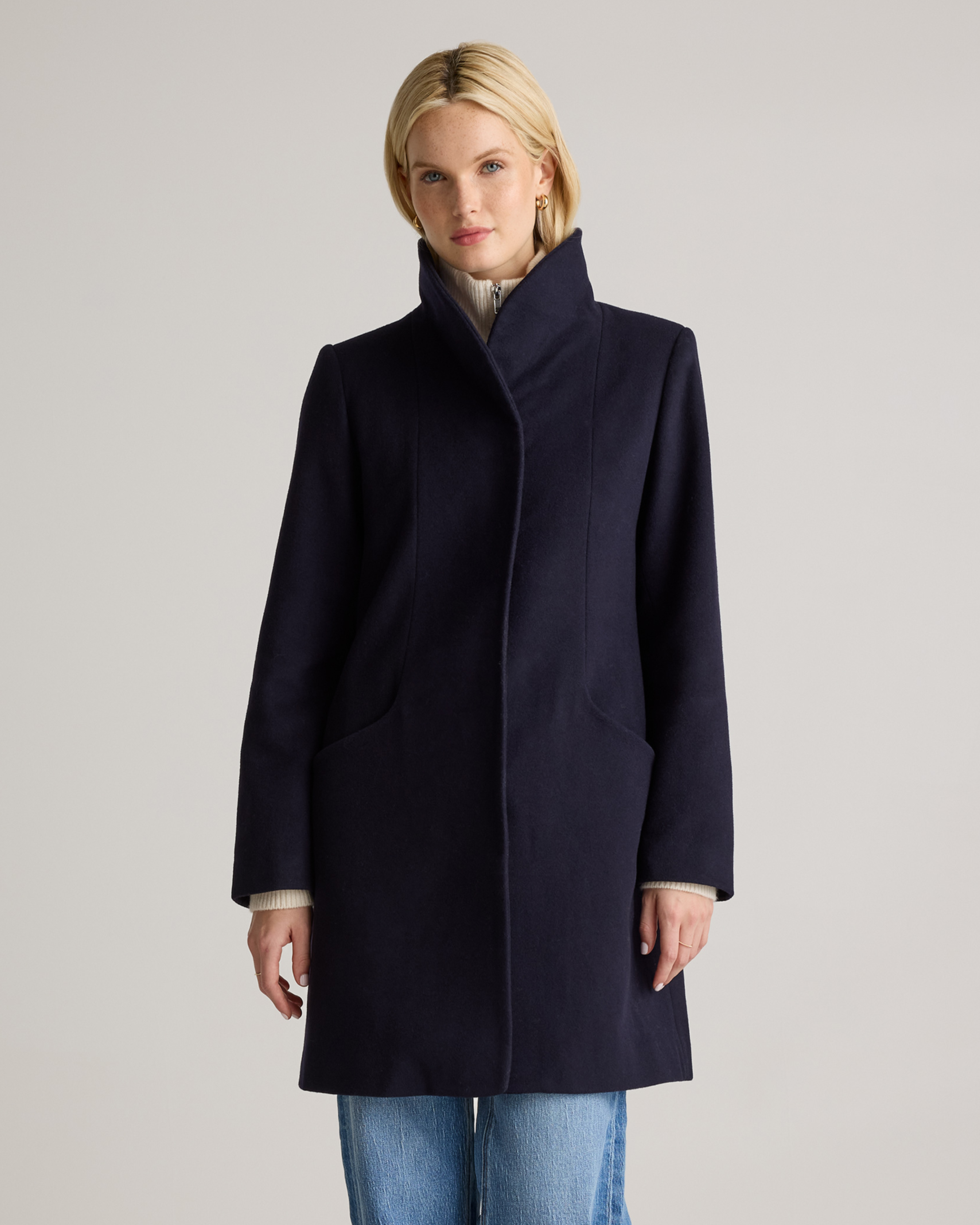 Cadet Blue Italian Wool Cocoon Coat