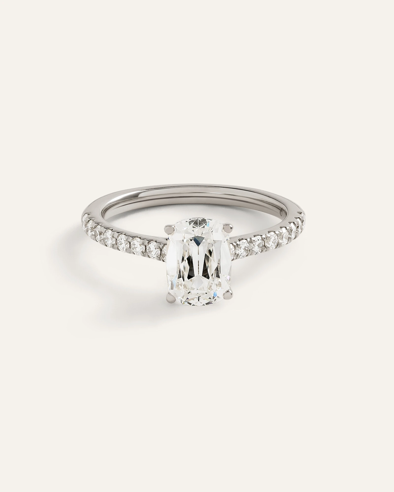 Lab Grown Diamond Antique Cushion Pave Trellis Cathedral Engagement ...