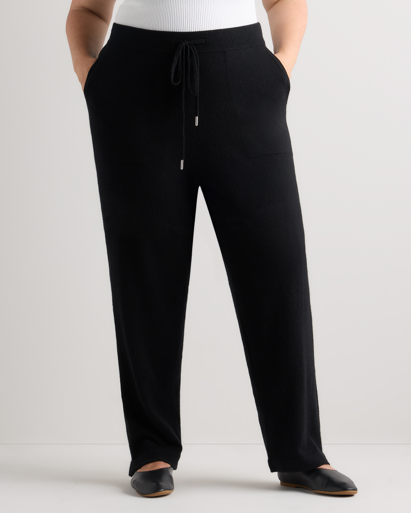 Black Mongolian Cashmere Straight Leg Pants