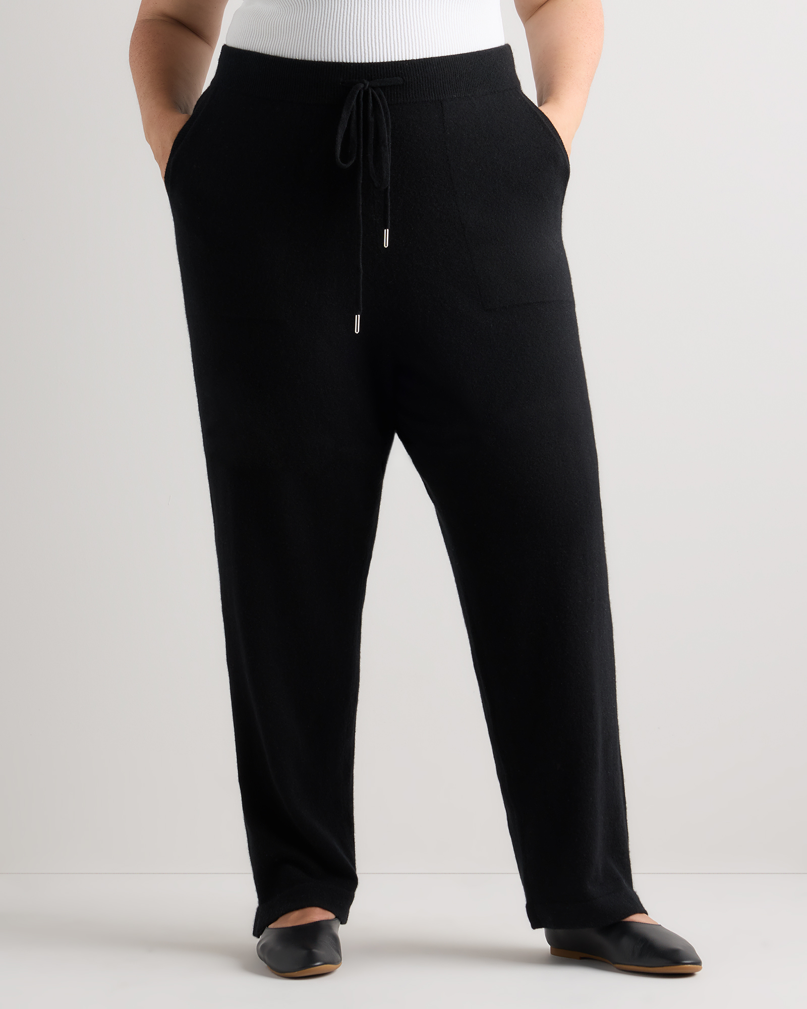 Black Mongolian Cashmere Straight Leg Pants