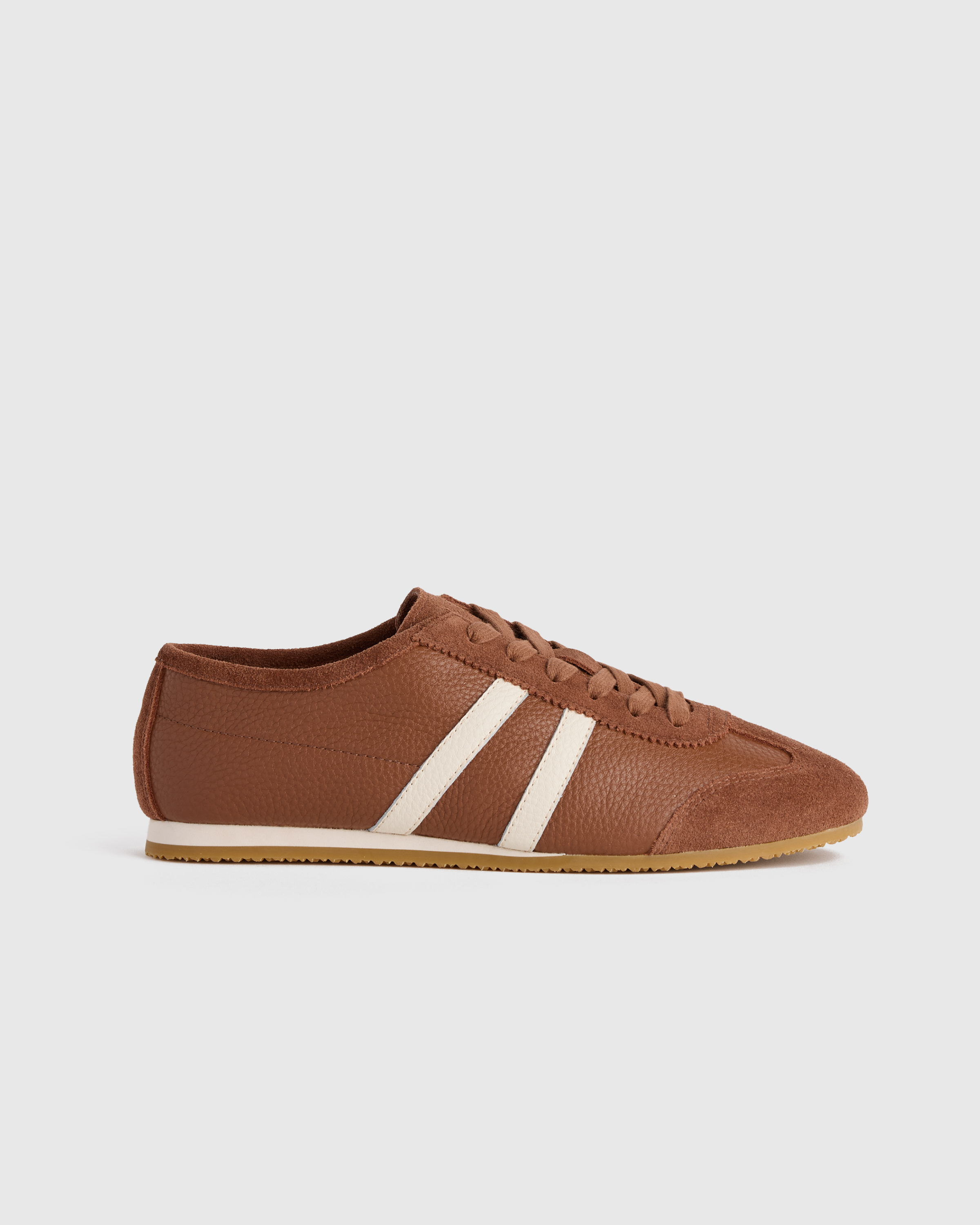 Cognac Italian Leather & Suede Low Profile Sneaker