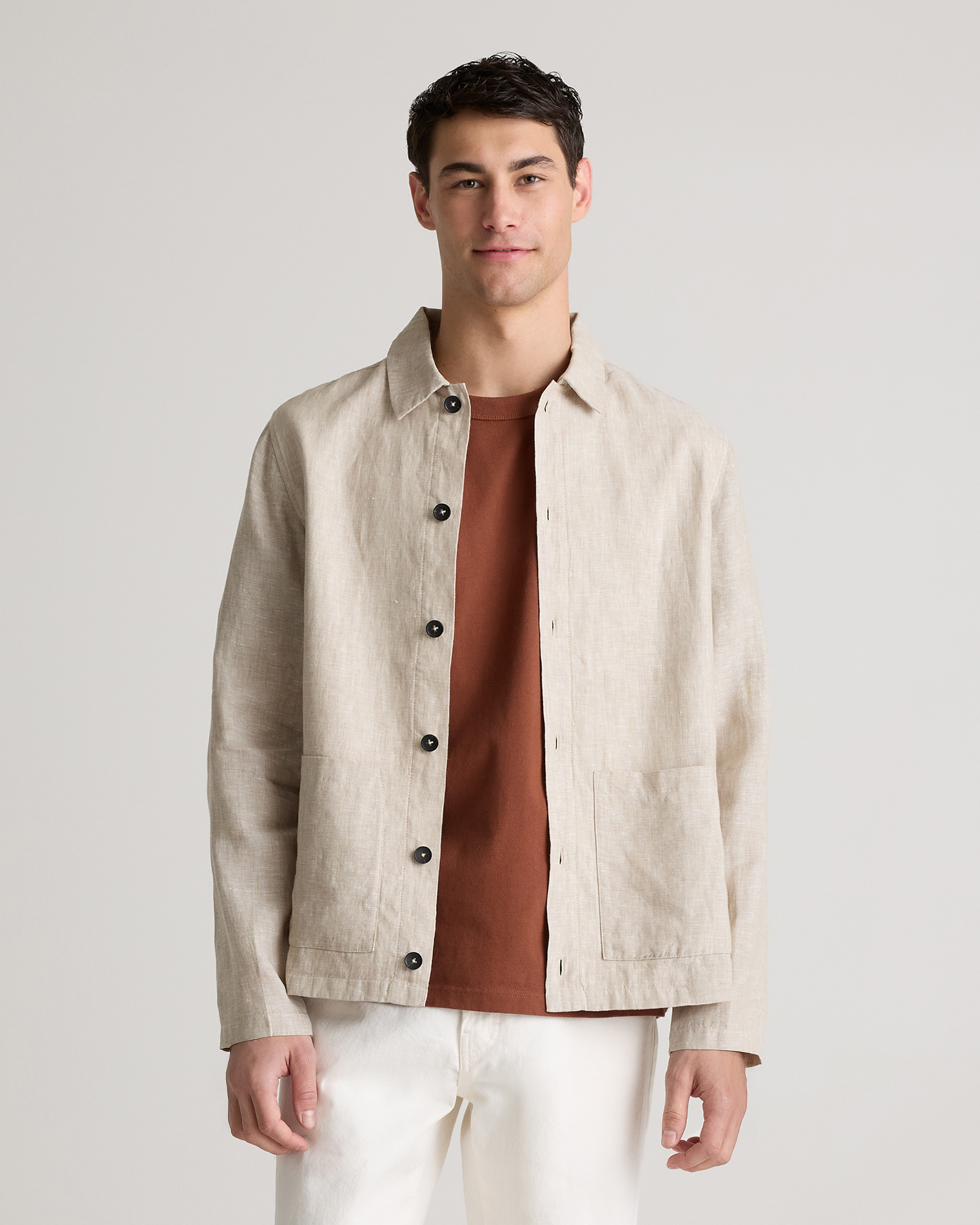 Quince Men's 100% European Linen Shirt Jacket In Flax