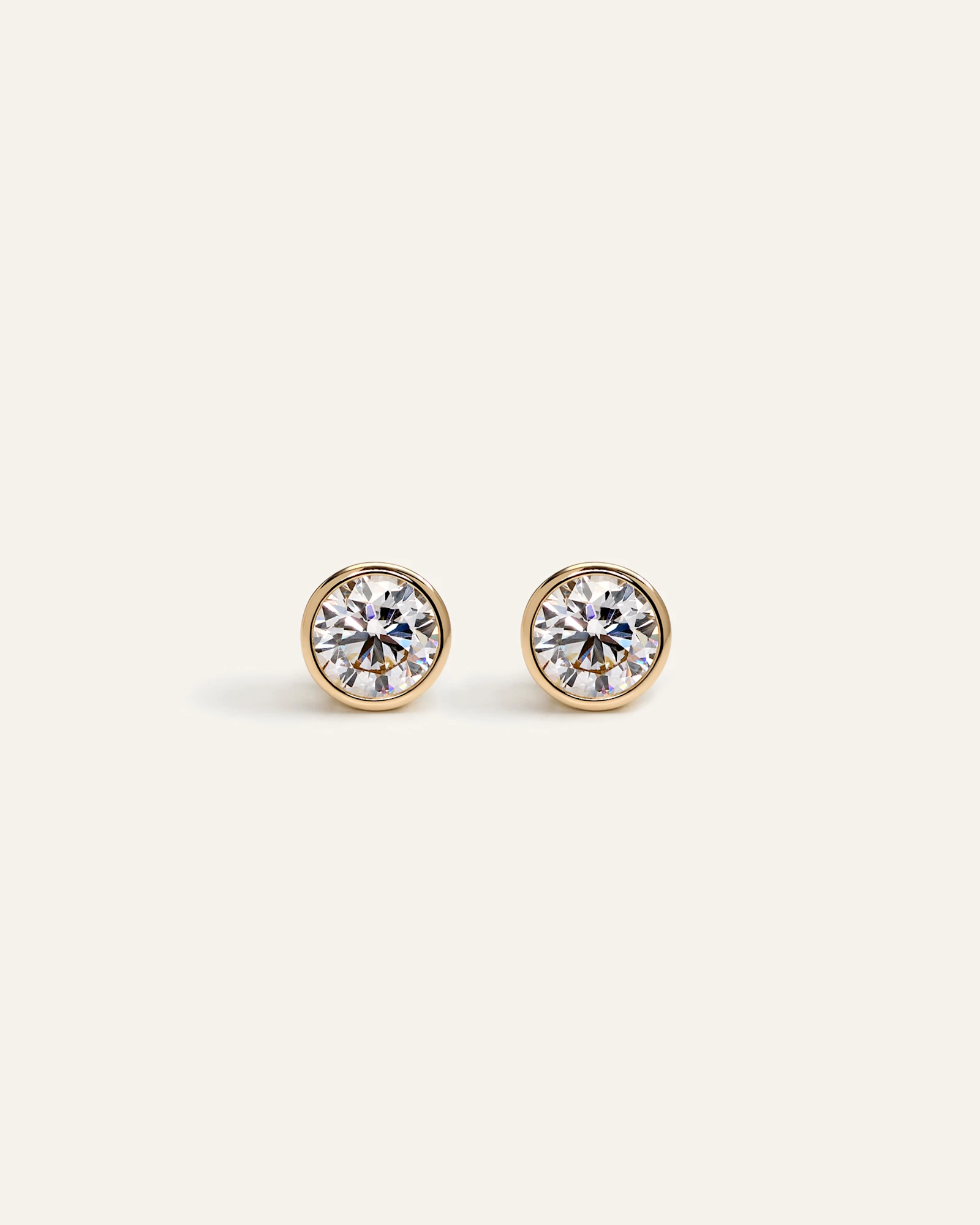 14K Gold Lab Grown Diamond Bezel Studs - 1.5ctw in Yellow Gold
