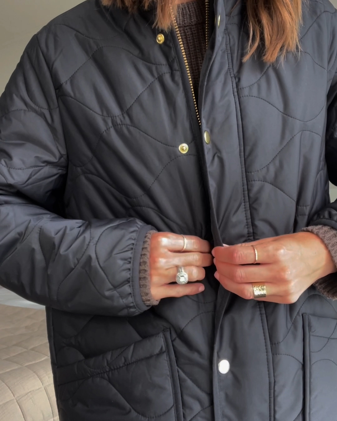 Featherless Quilted Long Puffer Jacket in Verdant Pine