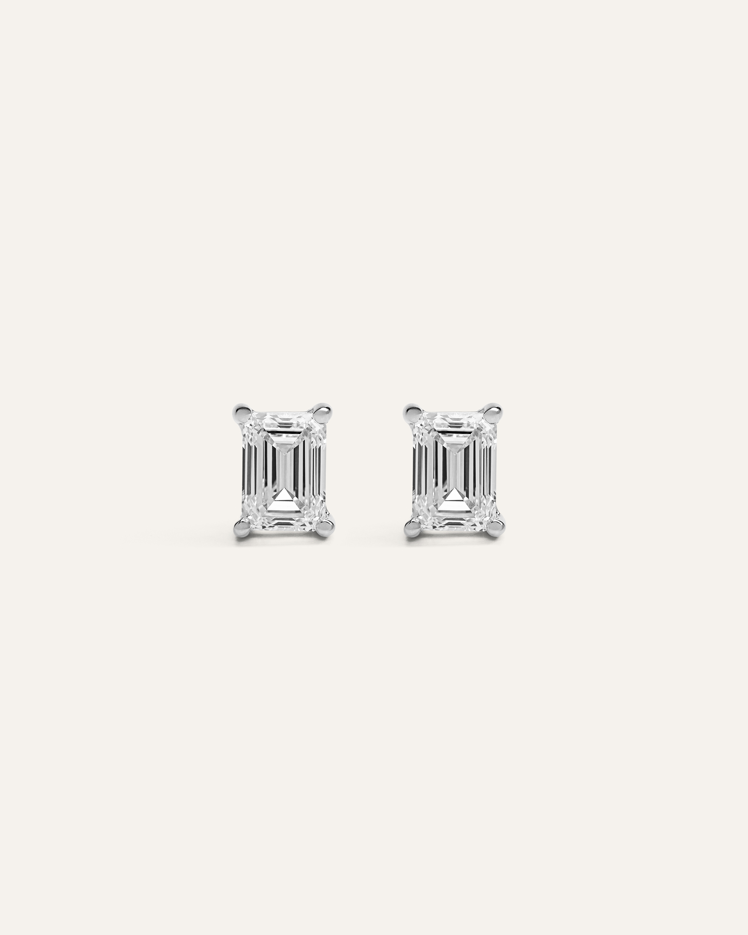 White Gold 14K Gold Lab Grown Diamond Emerald Solitaire Studs
