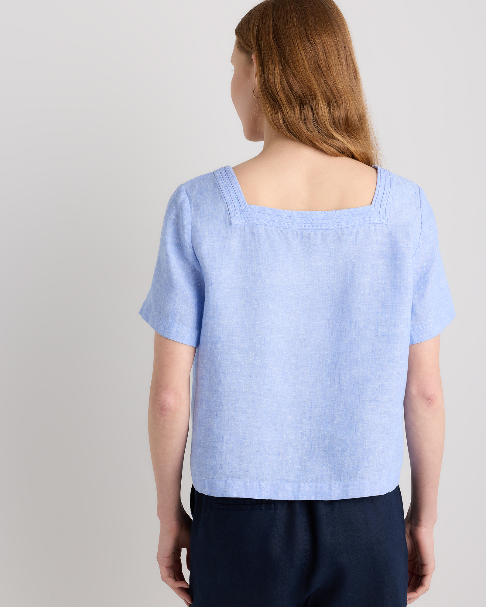 100% European Linen Square Neck Swing Top