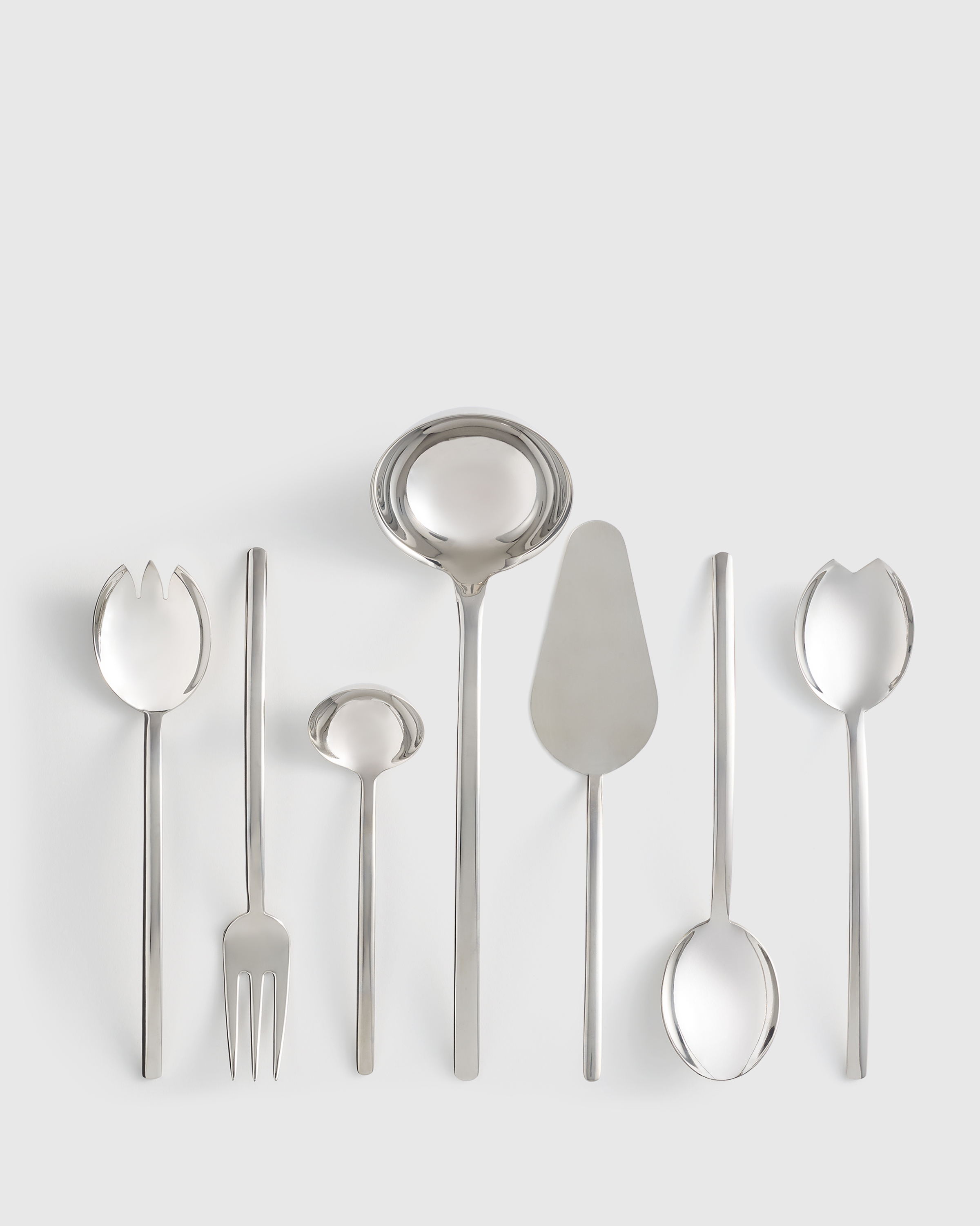 Polished Stainless Steel Due 7-Pc Serving Utensil Set by Mepra