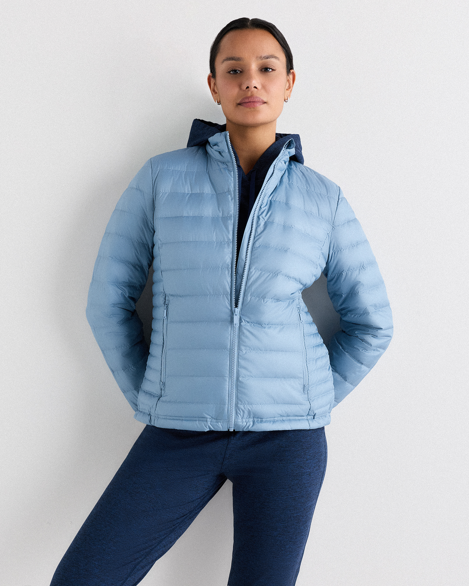 Quince Women's Lightweight Down Packable Puffer Jacket In Blue