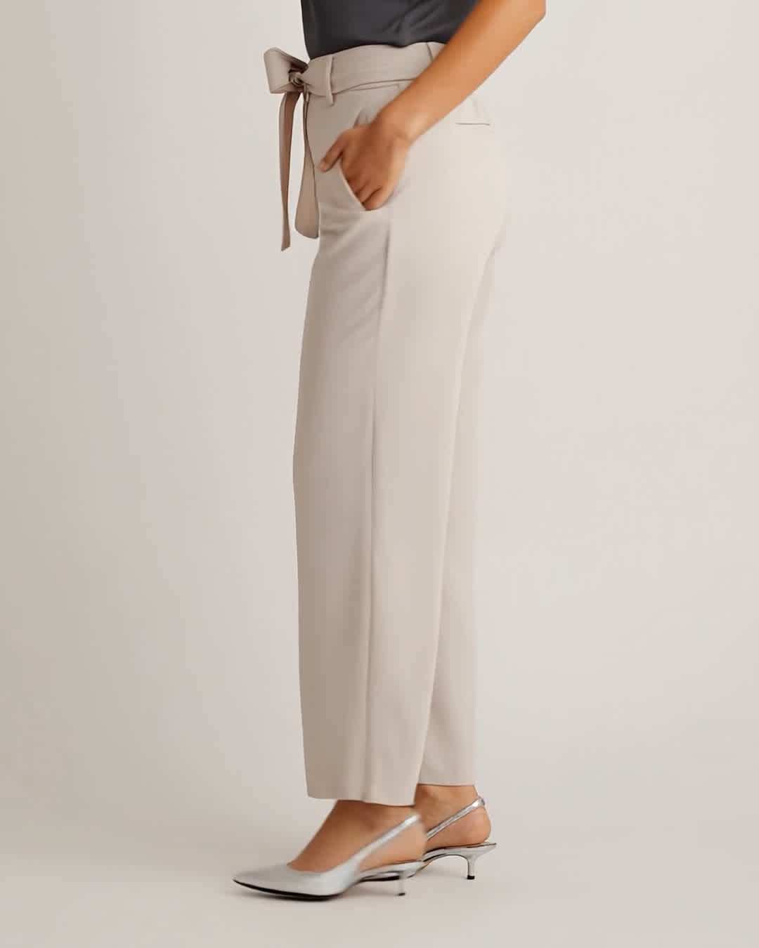Stretch Crepe Paperbag Pants