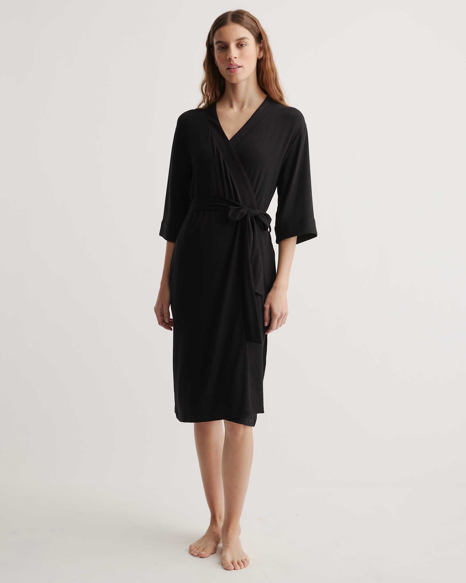 Bamboo Jersey Robe in Black