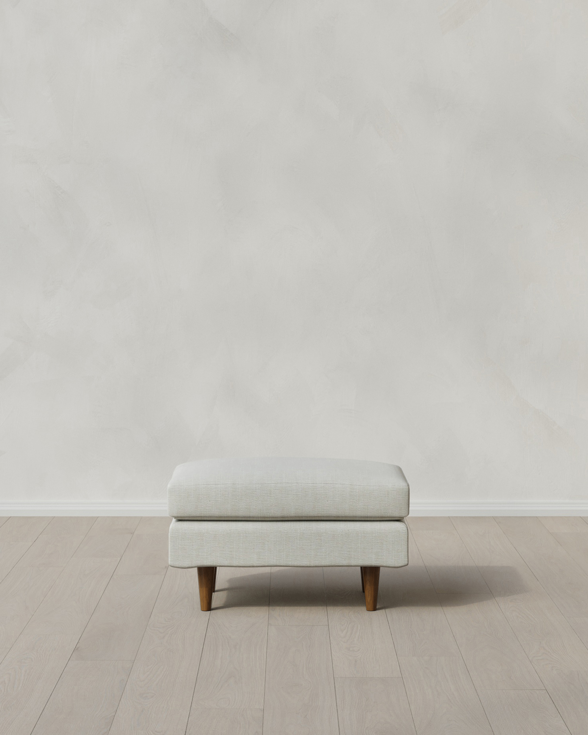 Sorrell Atlas Midcentury Ottoman in Performance Chenille Linen Blend