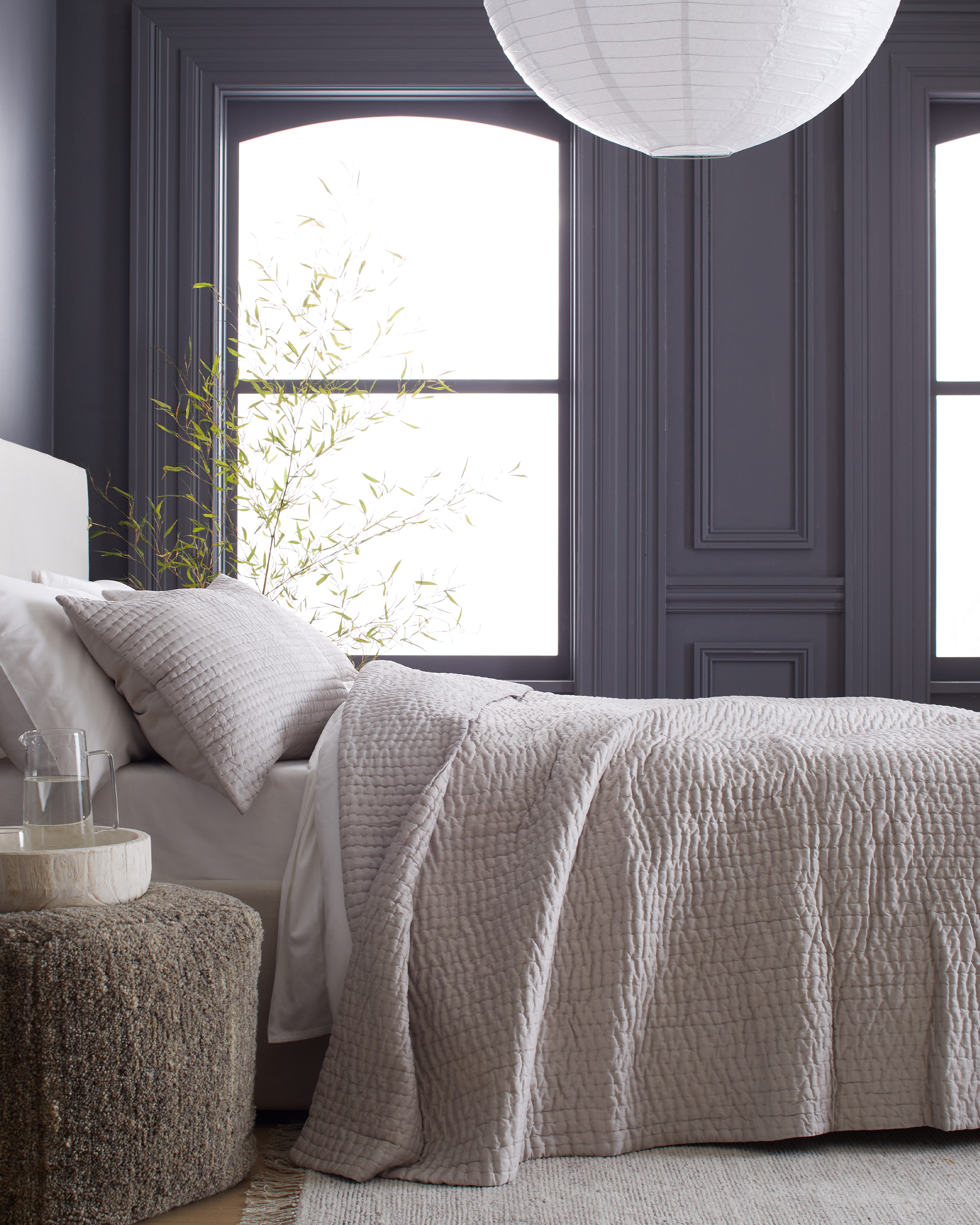 Haze Grey Silk Pick Stitch Quilt