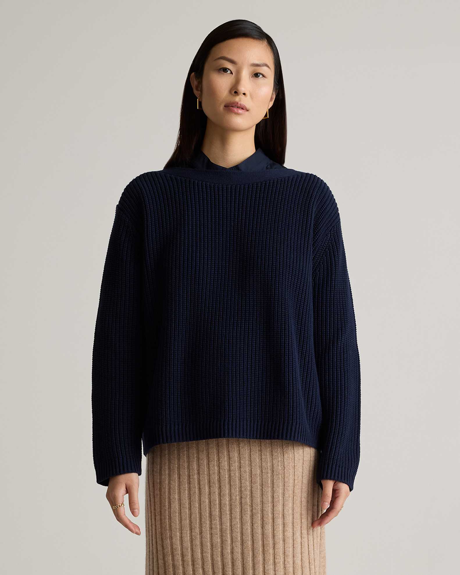 Pull Femme Manches Longues Col Bateau – En Acrylique Doux, Style Décontracté, Pour Automne-hiver