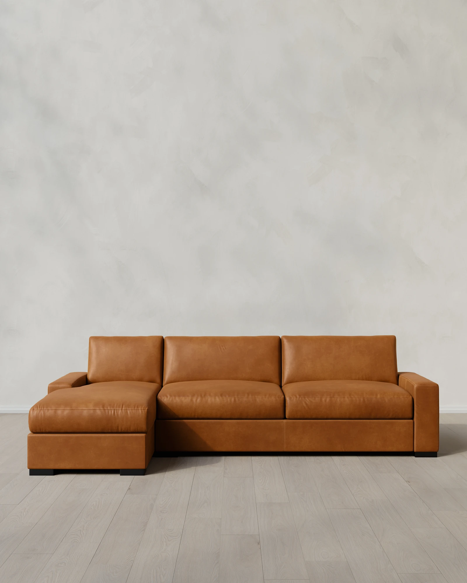 Stillman Deep Seat Chaise Sectional in Leather
