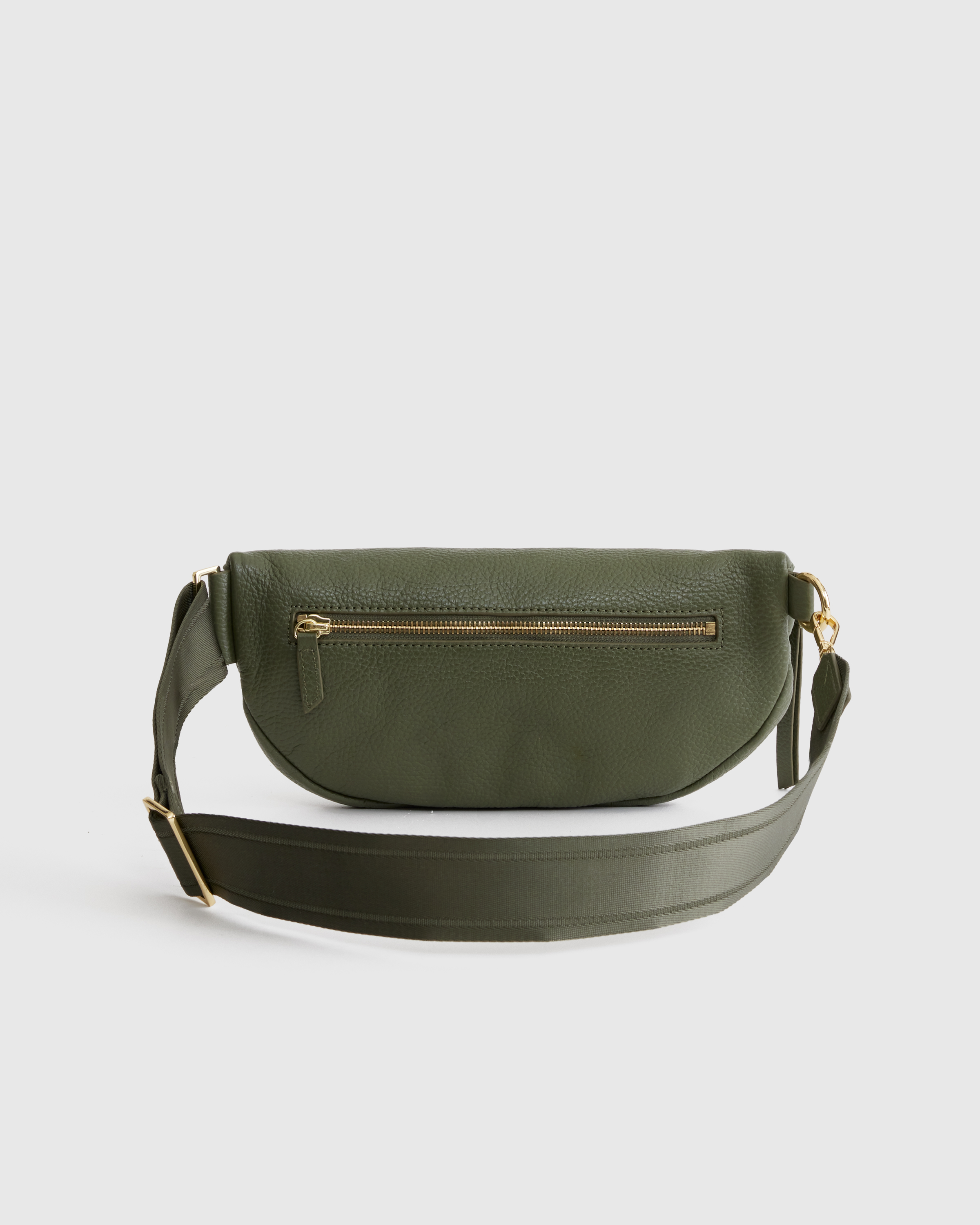 Italian Pebbled Leather Sling Bag in Olive