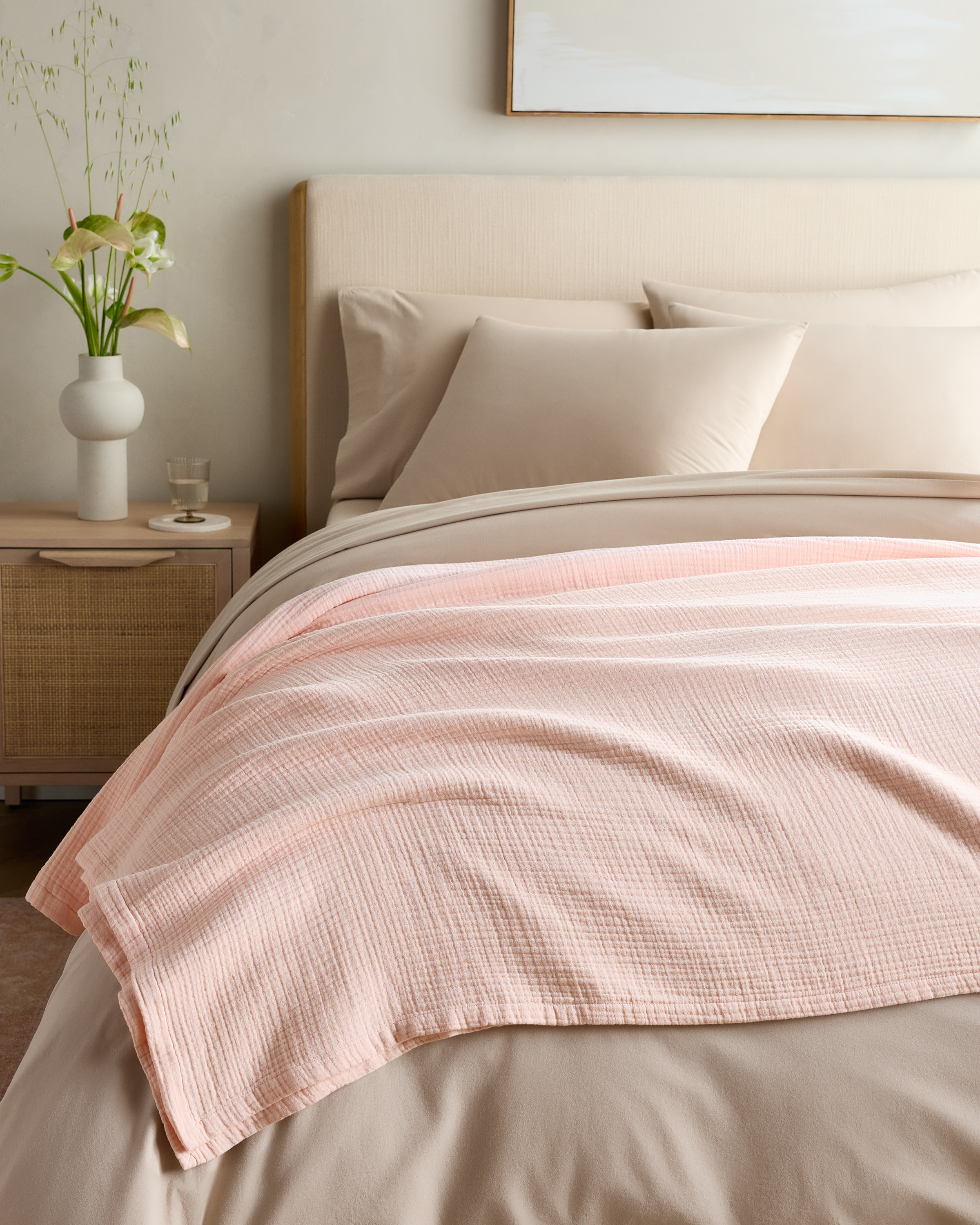 Soft Pink Organic Airy Gauze Blanket