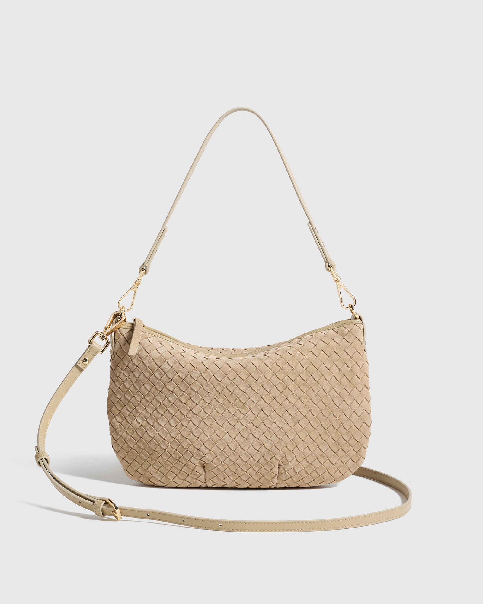 Sand Suede Handwoven Mini Shoulder Bag