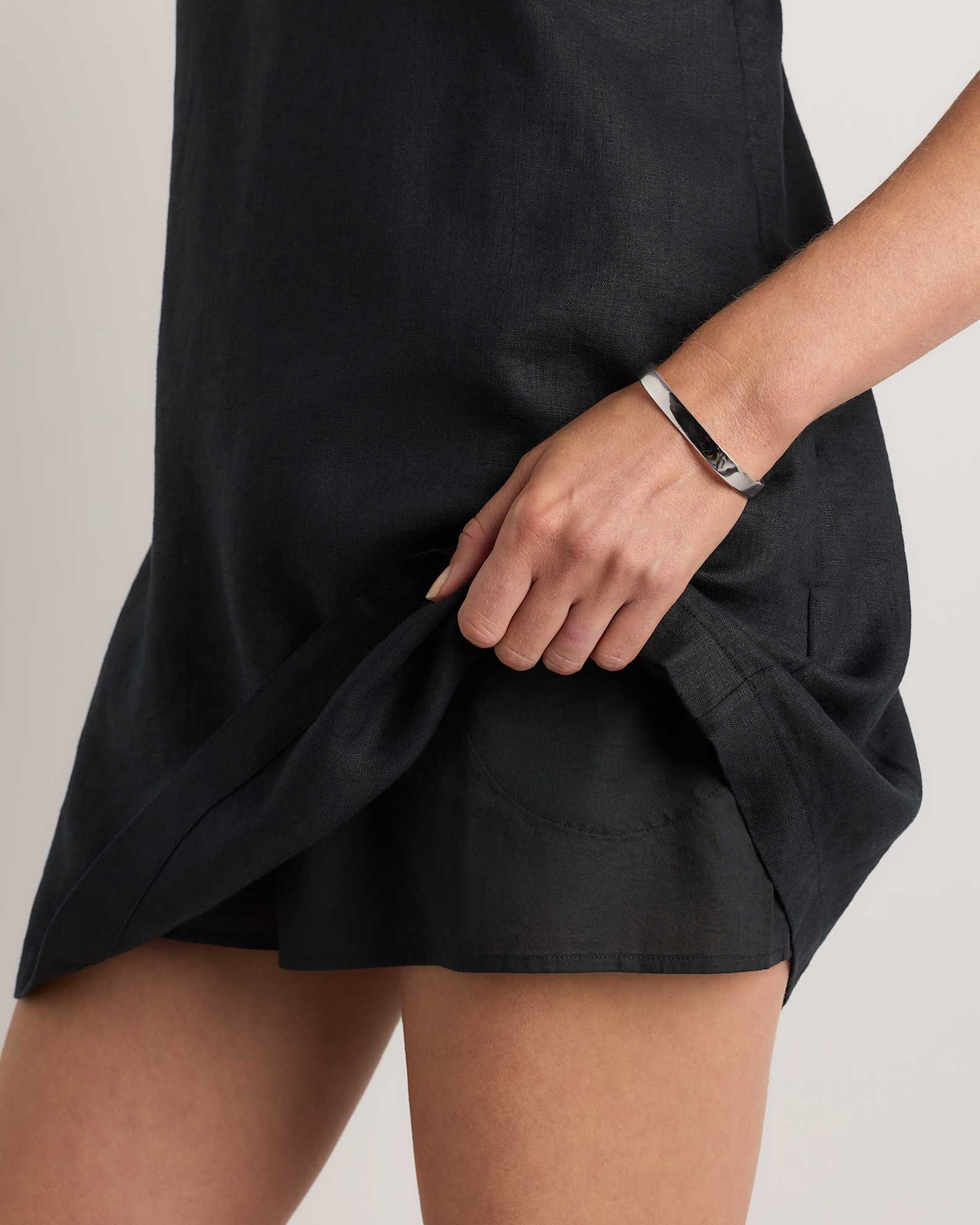 100% European Linen Mini Skort Dress in Black 100% European Linen Mini Skort Dress in Black