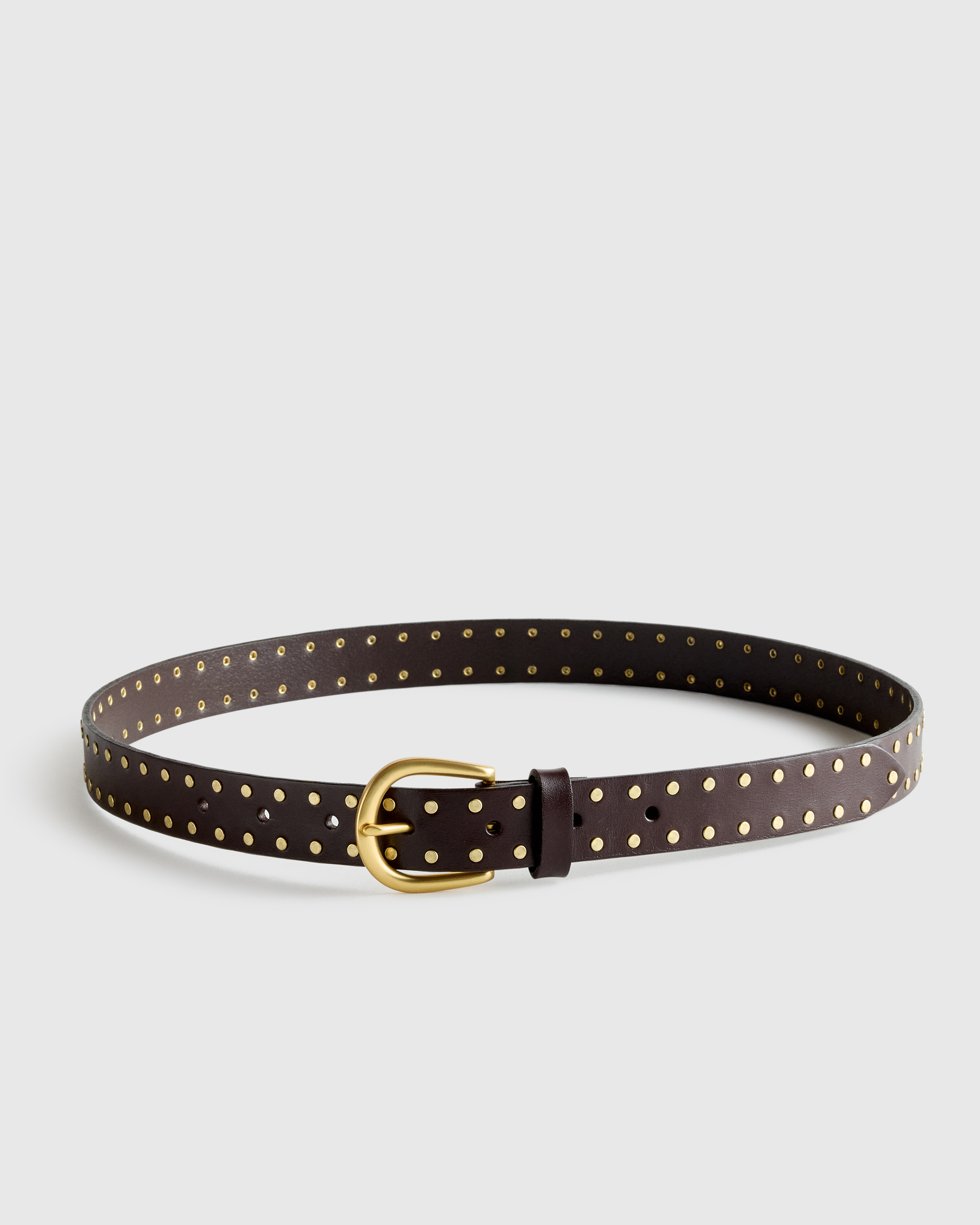 Espresso Brown Ellie European Leather Flat Stud Belt