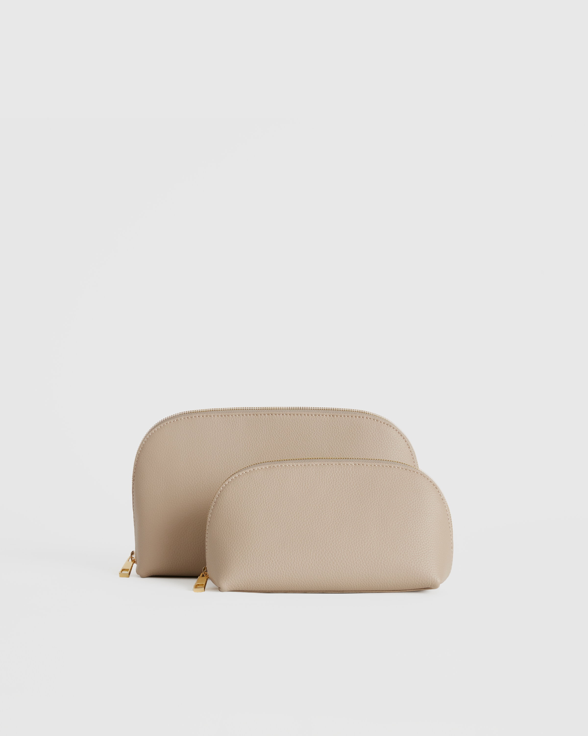 Taupe Italian Leather Pouch Travel Set