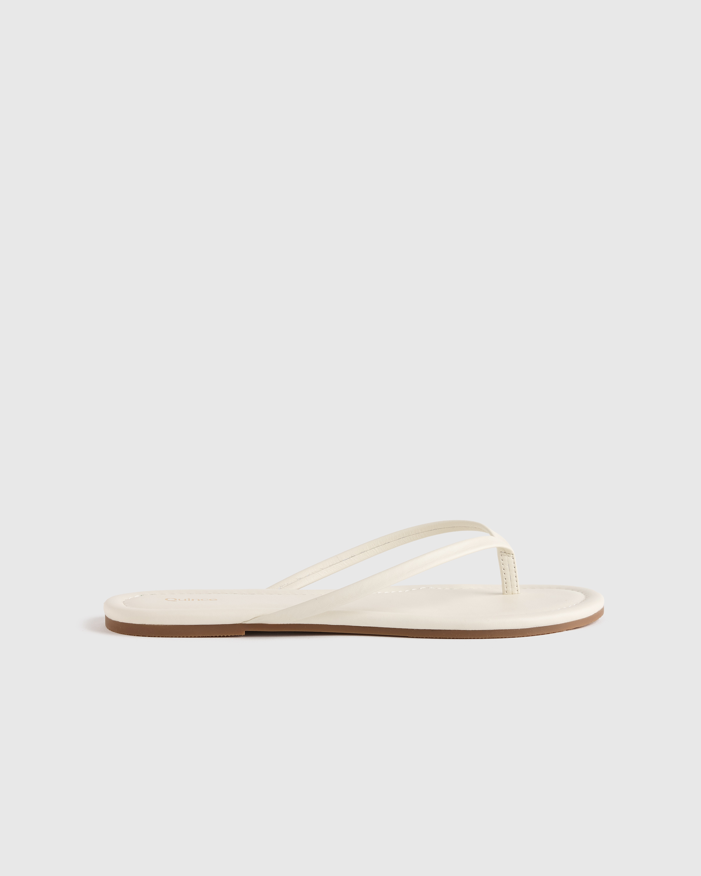 Bone Italian Leather Flip Flops