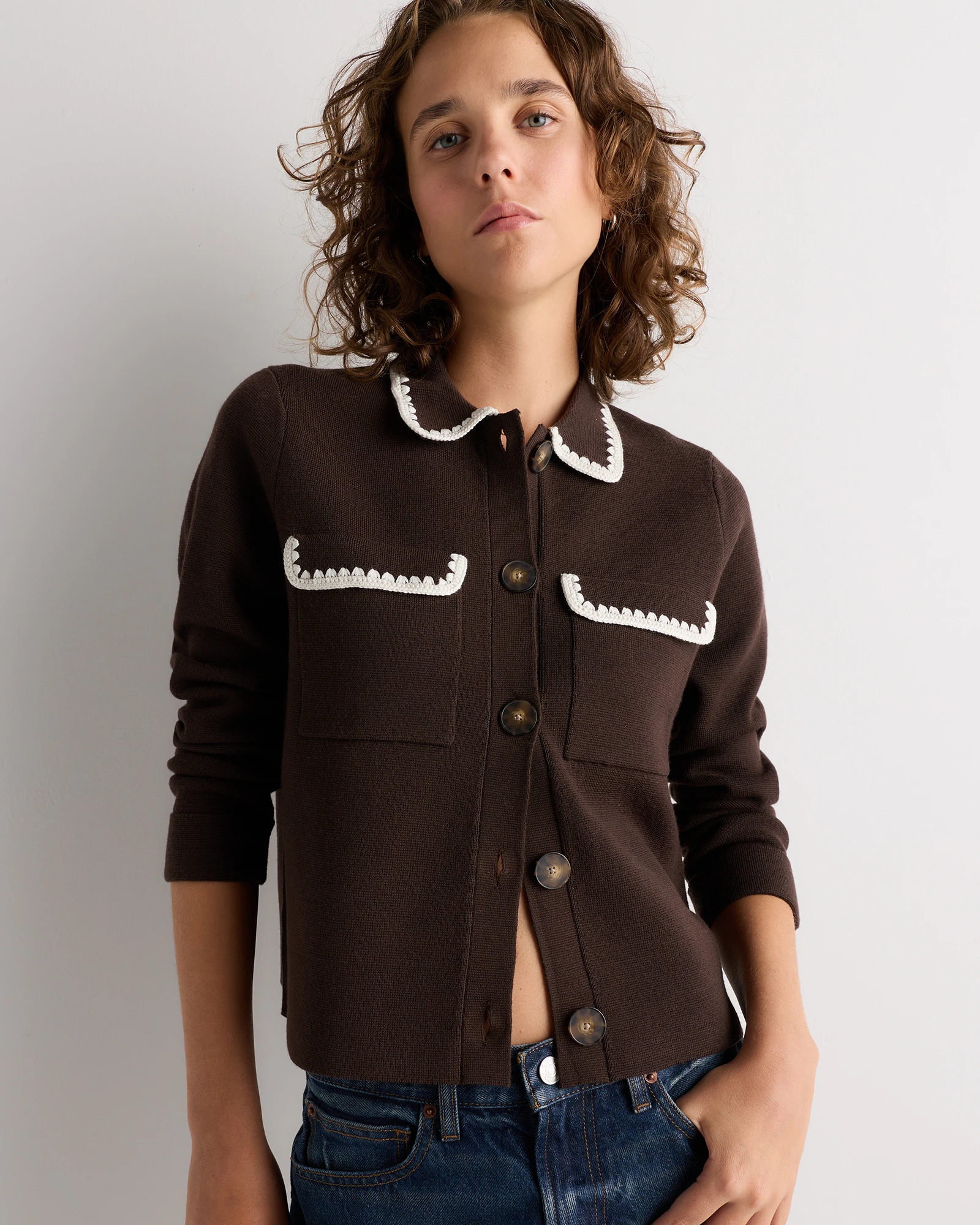 Australian Merino Wool Crochet Structured Cardigan