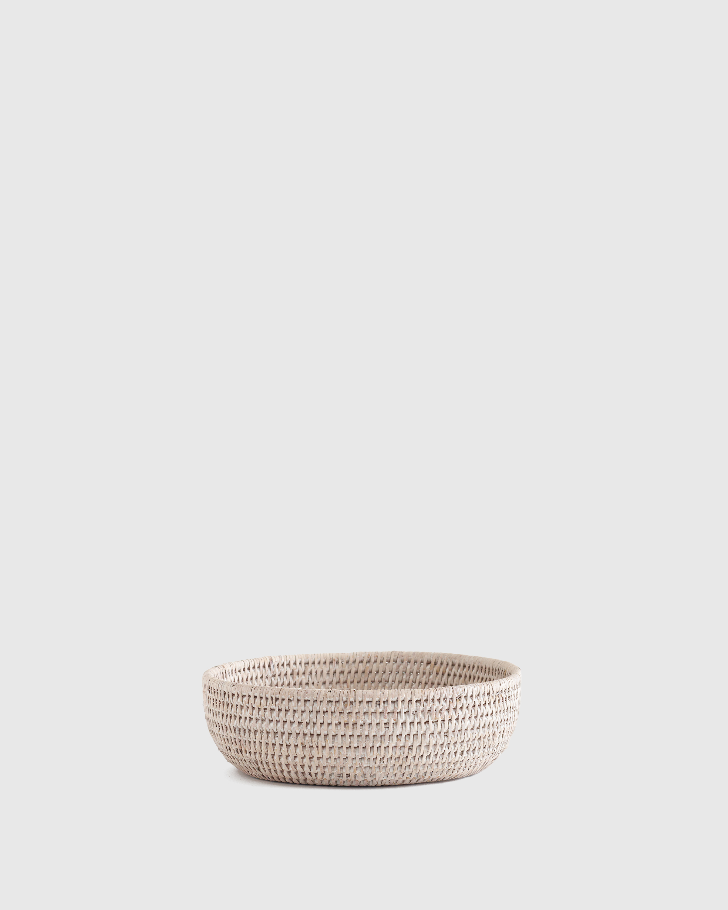 White Wash Handwoven Rattan Bowl