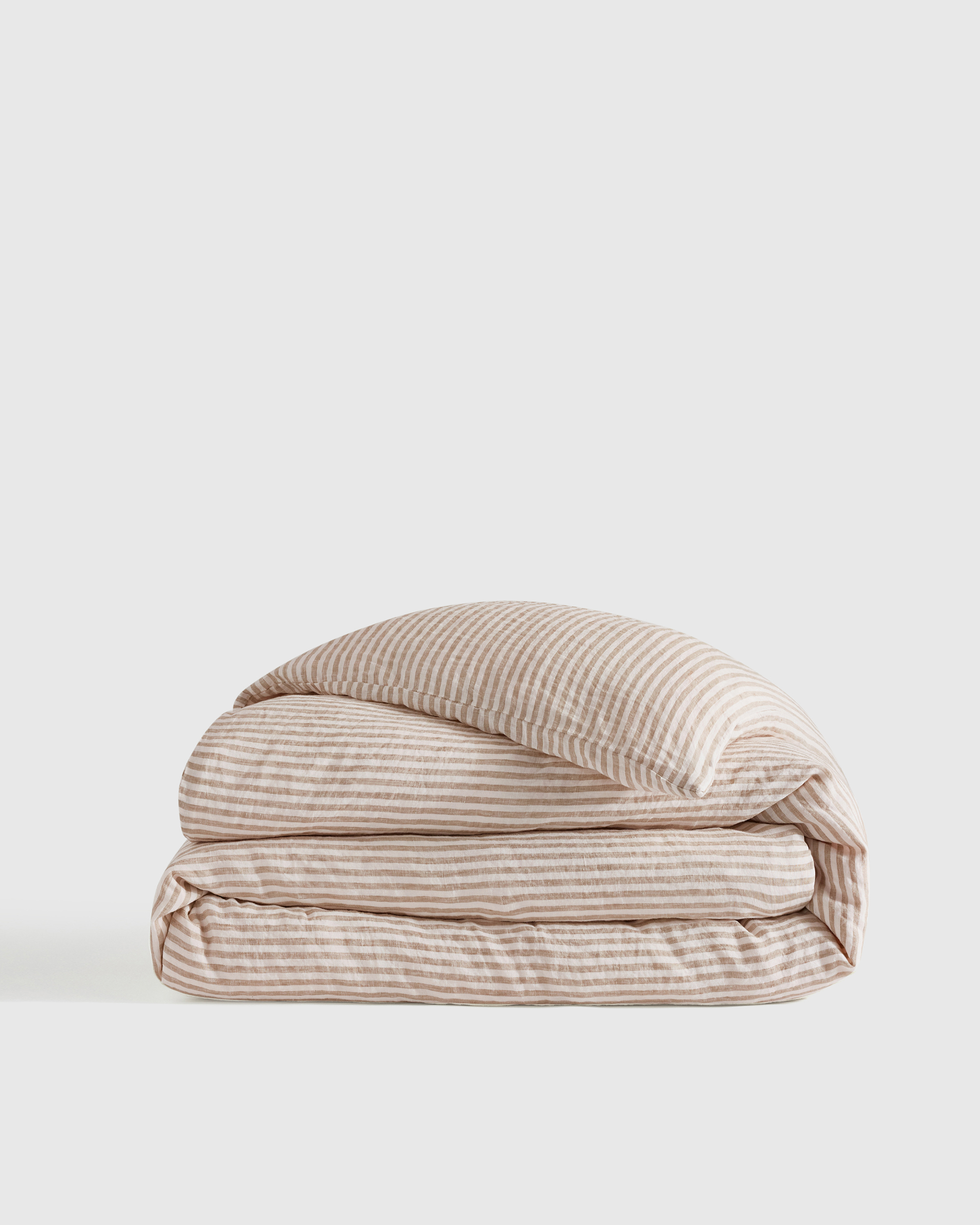 Latte/White Stripe European Linen Stripe Duvet Cover