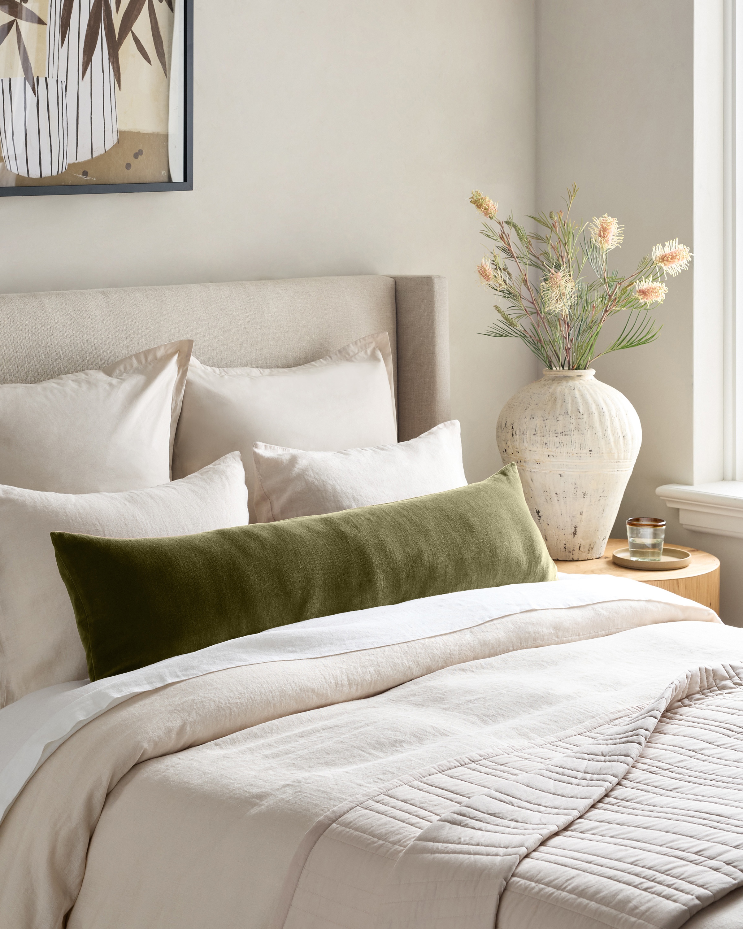 Moss Cotton Velvet Oversized Lumbar Pillow Cover