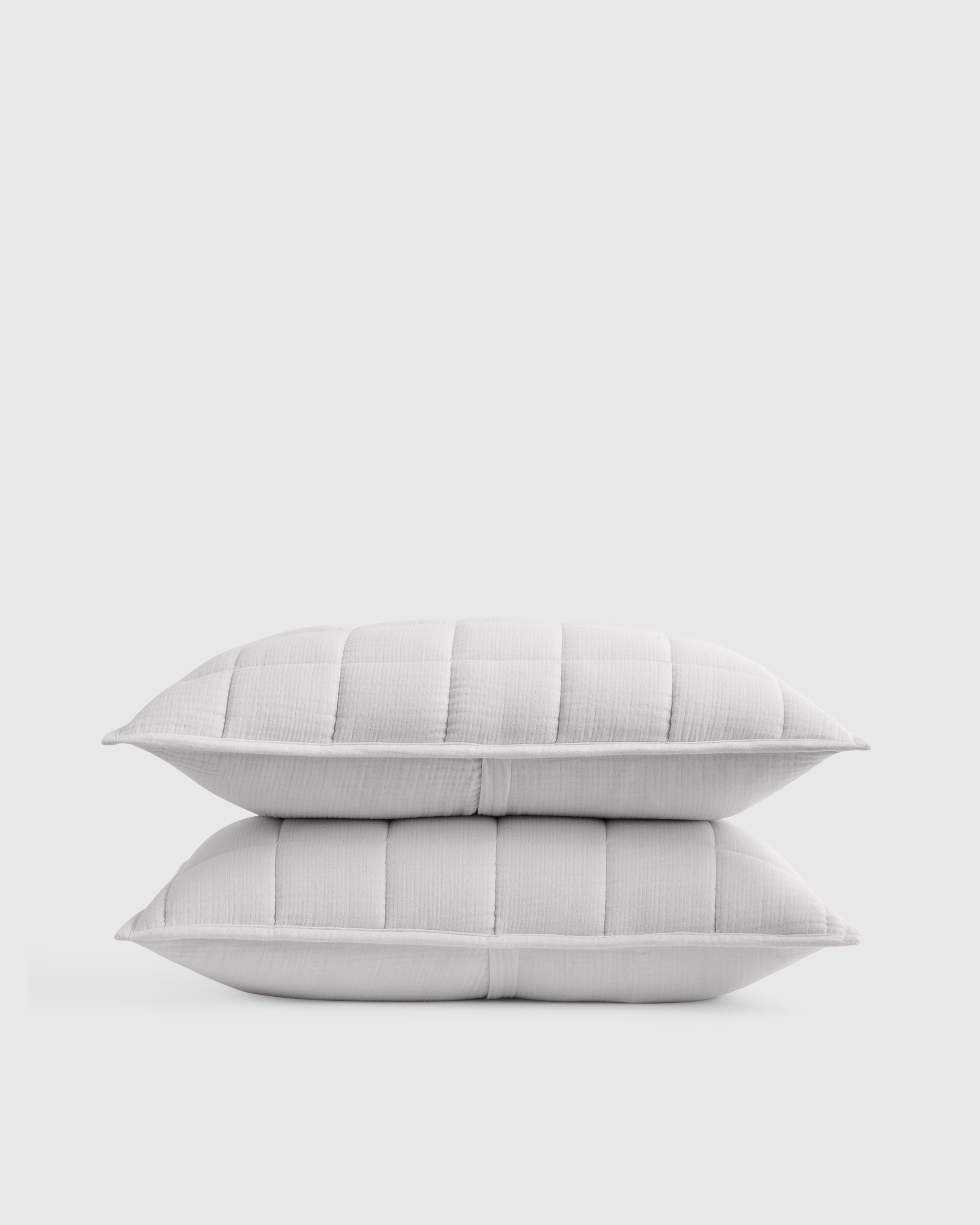 Light Grey Organic Airy Gauze Box Quilt Sham Set