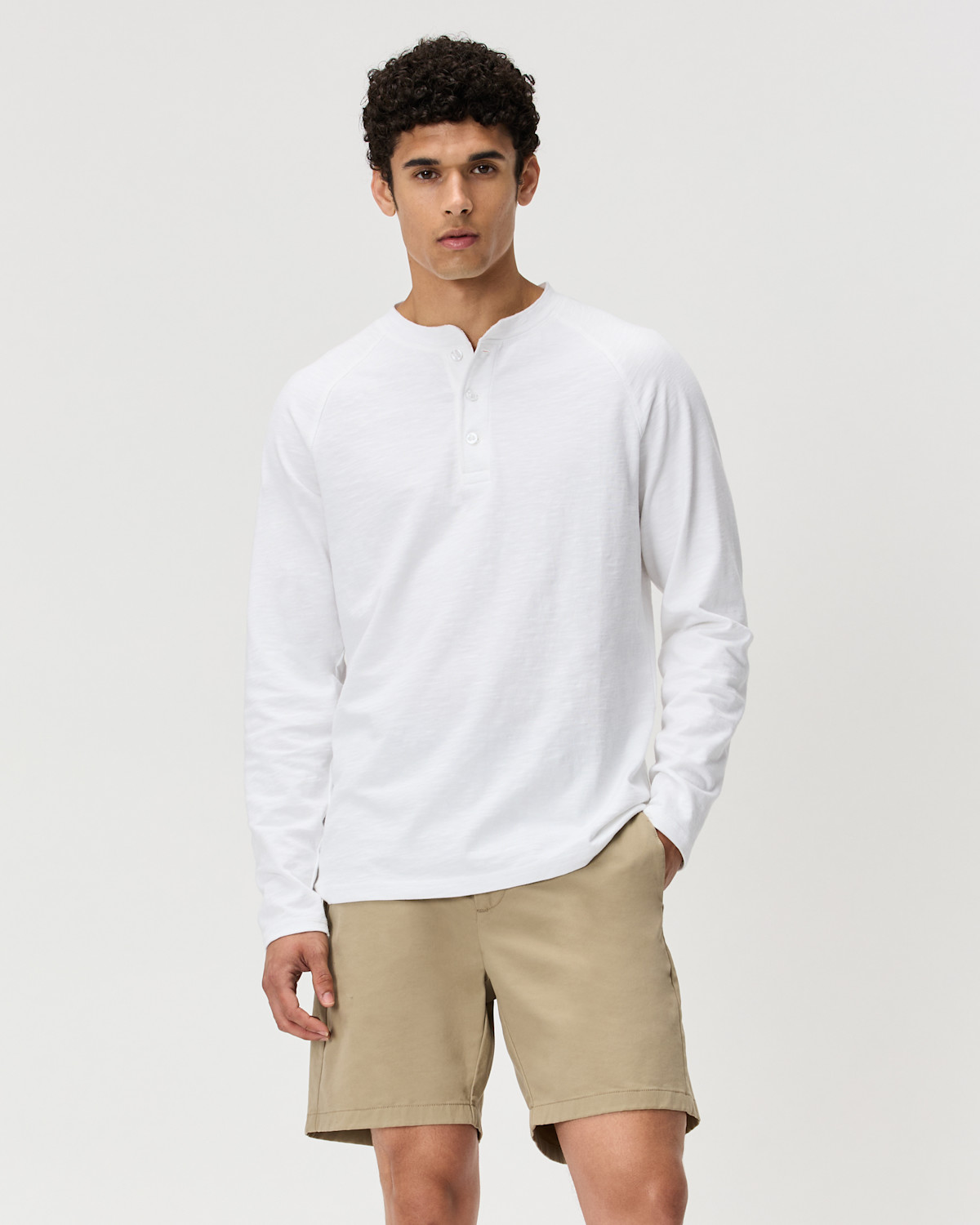 QUINCE 100% Organic Cotton Slub Long Sleeve Henley