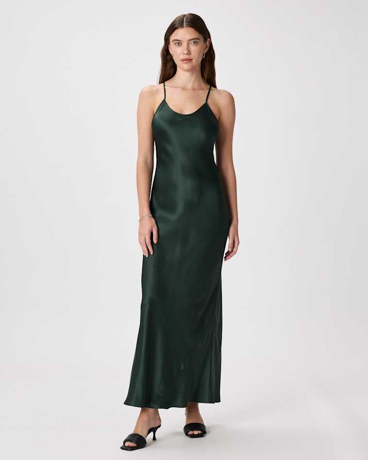 Quince Women's 100% Washable Mulberry Silk Slip Dress, Medium Size, Forest Green - Hypoallergenic, Thermoregulating, Midi Length, Bias Cut Quince Women's 100% Washable Mulberry Silk Slip Dress, Medium Size, Forest Green - Hypoallergenic, Thermoregulating, Midi Length, Bias Cut