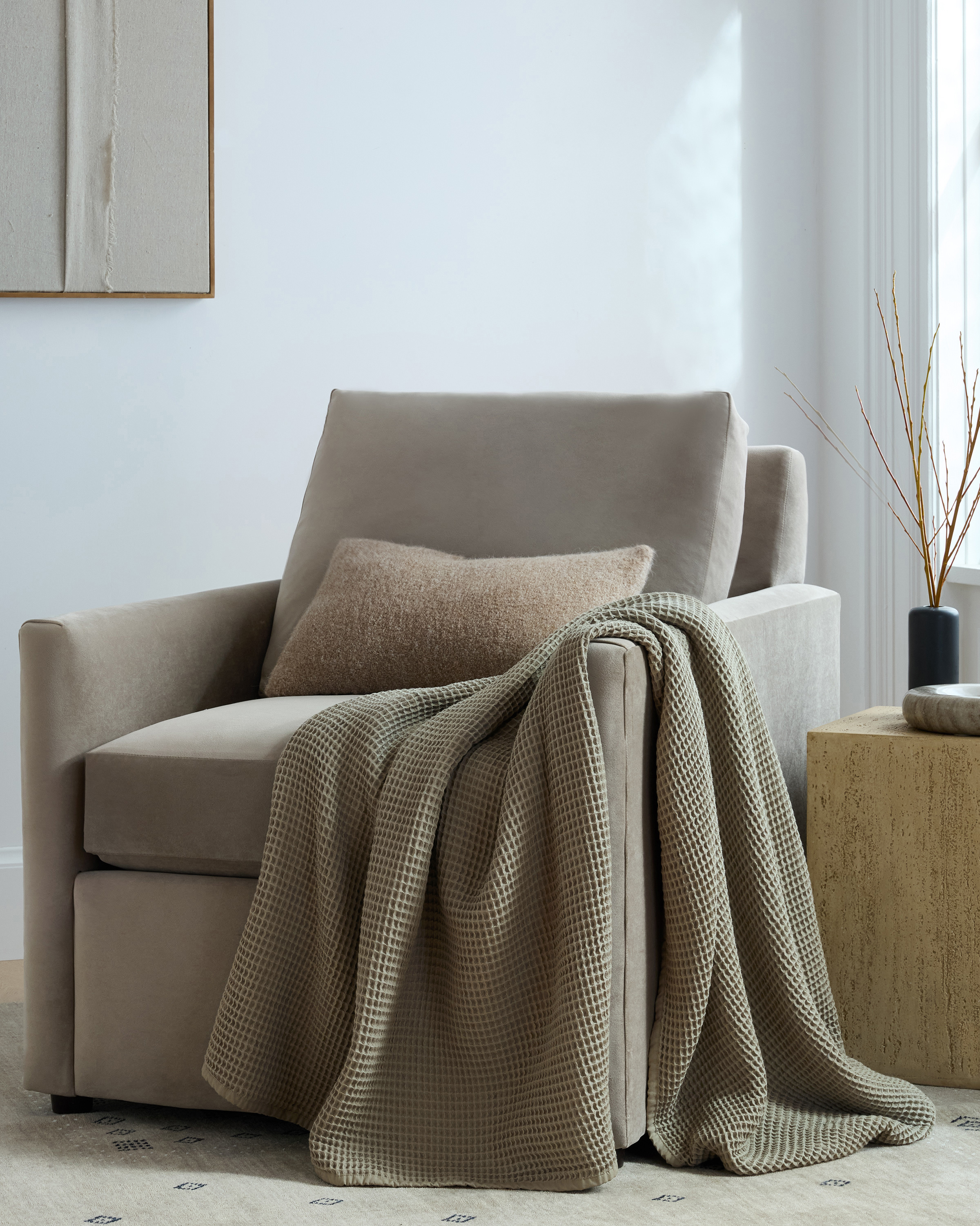 Organic Waffle Throw - Dried Sage