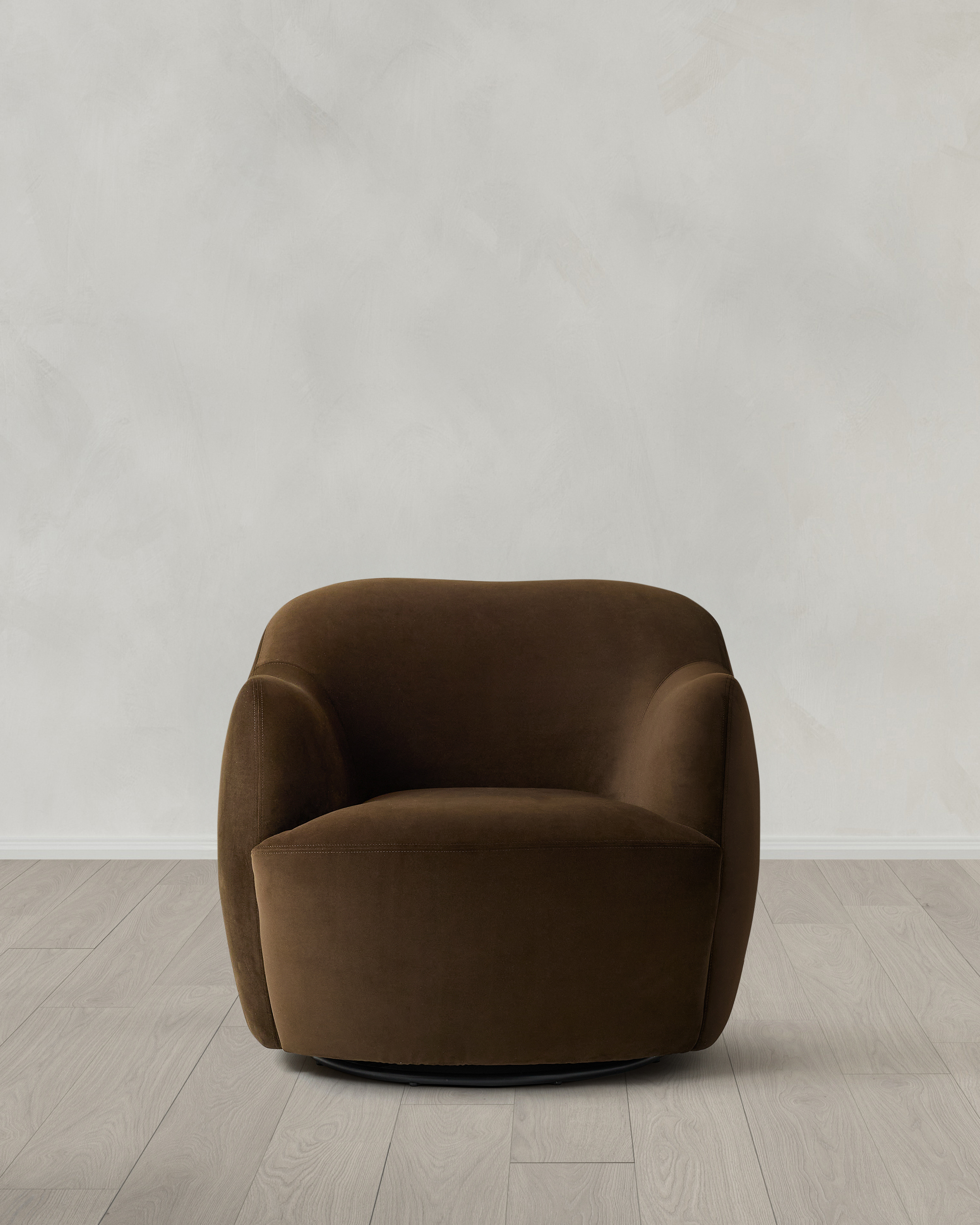 Java Performance Velvet Curved Arm Swivel Chair