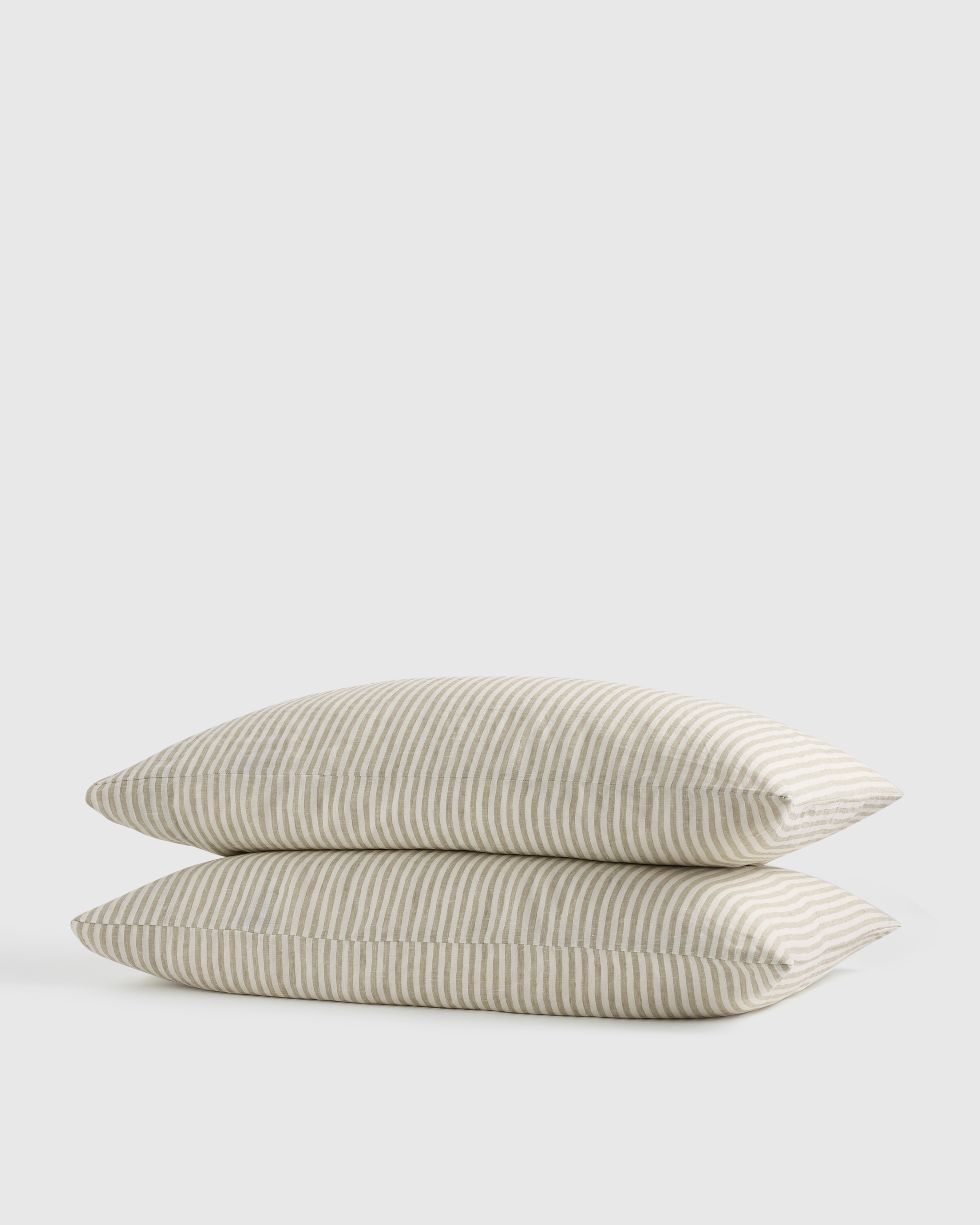Willowleaf/White Stripe European Linen Stripe Pillowcases Set