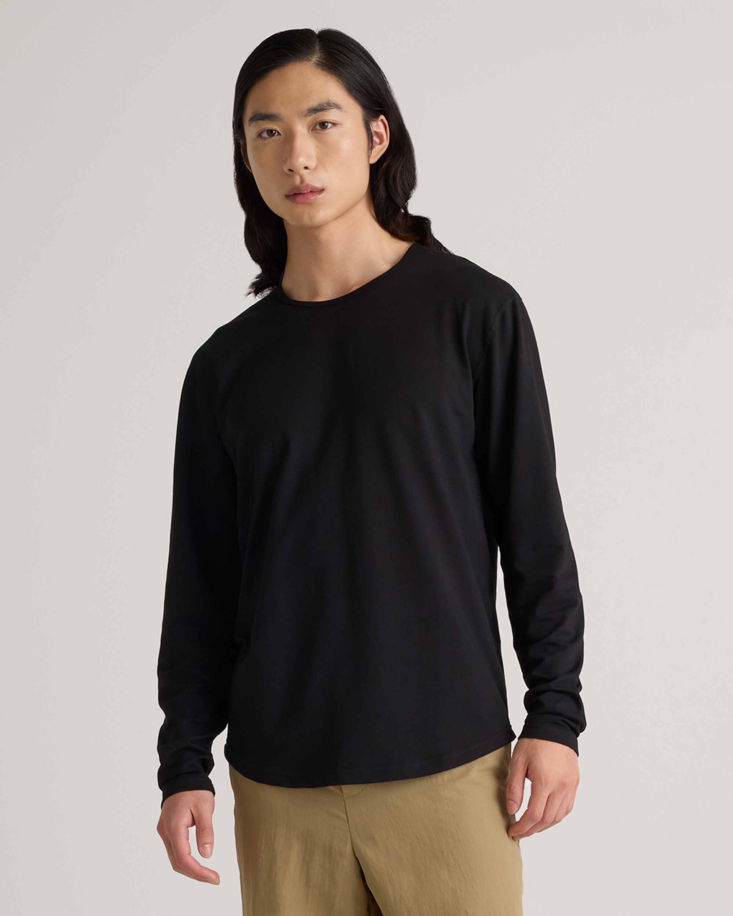 Quince Men's Flex Curve Long Sleeve T-shirt In Black