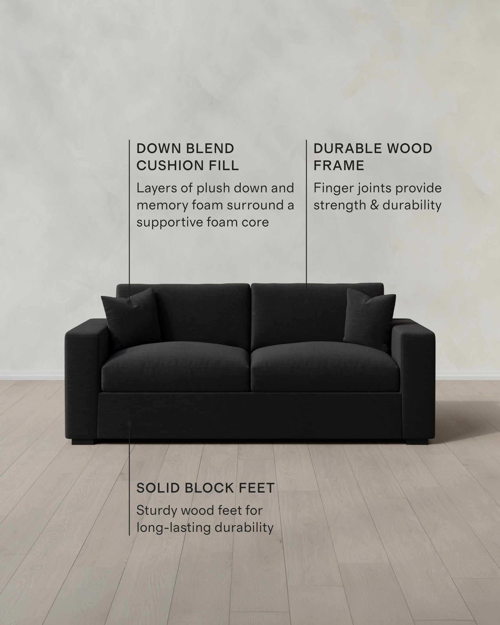 Oasis Sofa in Performance Linen in Onyx