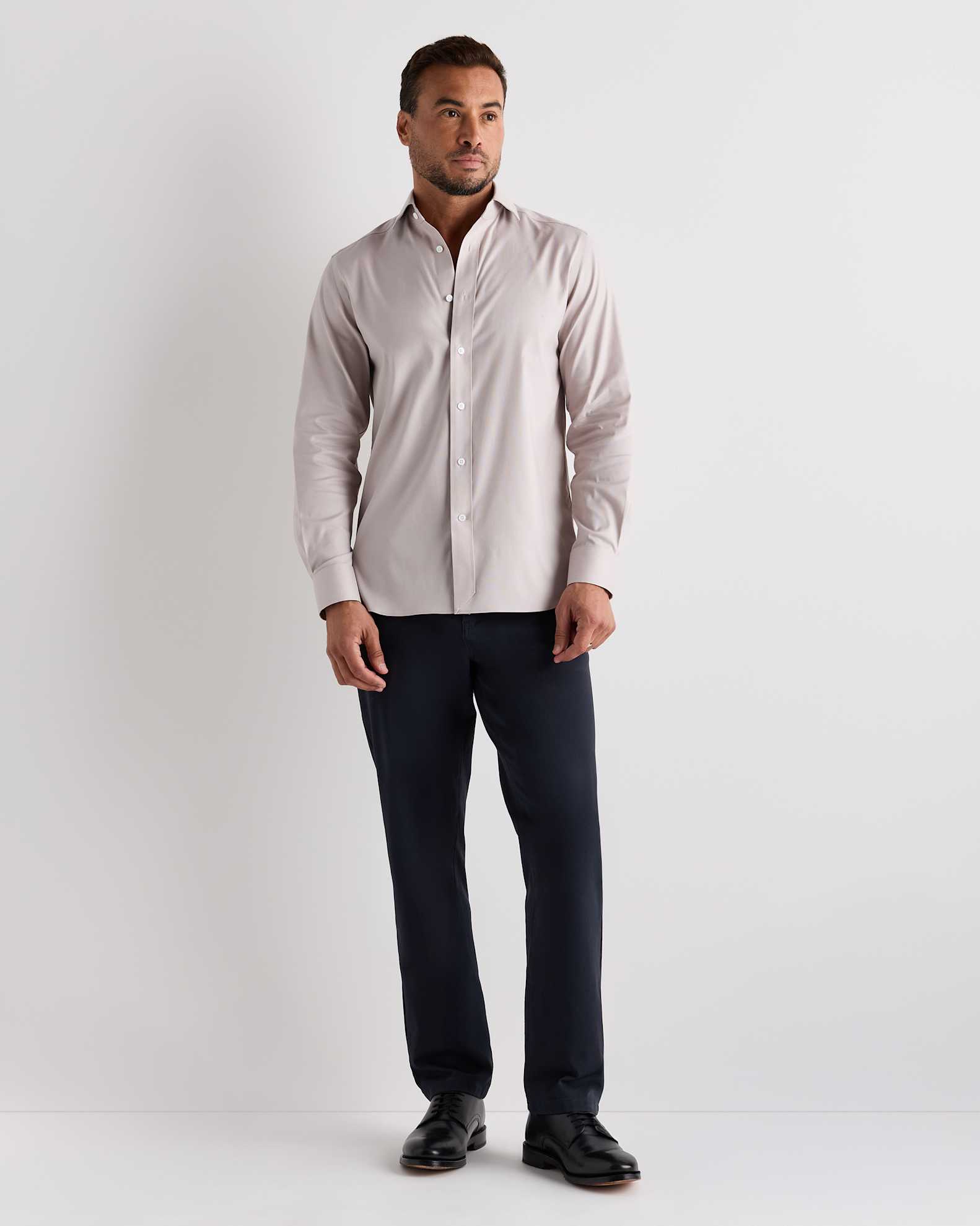 Men's Organic Cotton Stretch Royal Oxford Dress Shirt in Granite Grey Men's Organic Cotton Stretch Royal Oxford Dress Shirt in Granite Grey