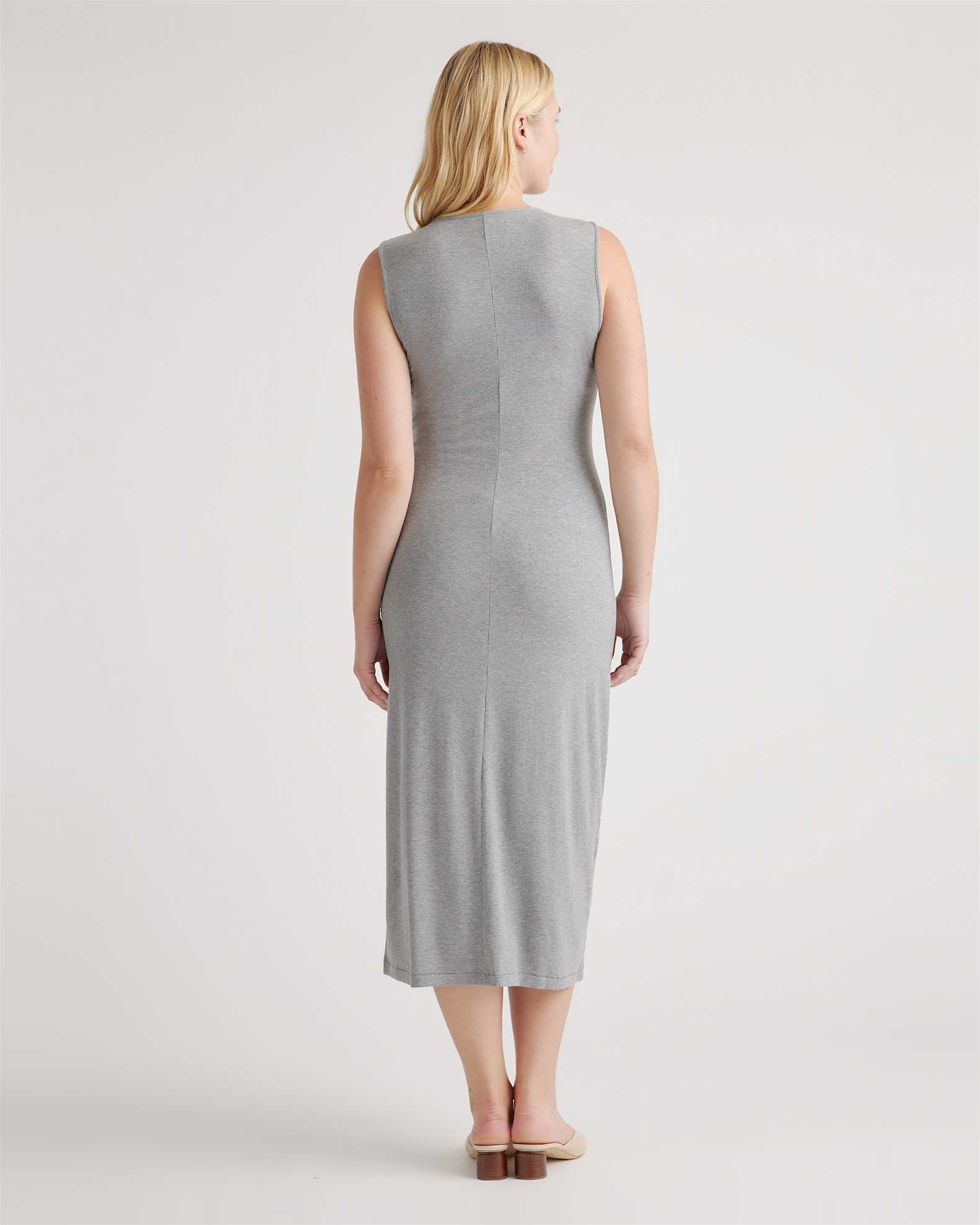 Tencel Rib Knit Tank Midi Dress in Heather Grey Tencel Rib Knit Tank Midi Dress in Heather Grey
