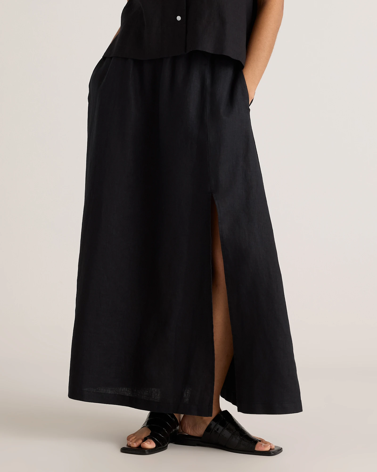 Women's Petite 100% European Linen Maxi Skirt