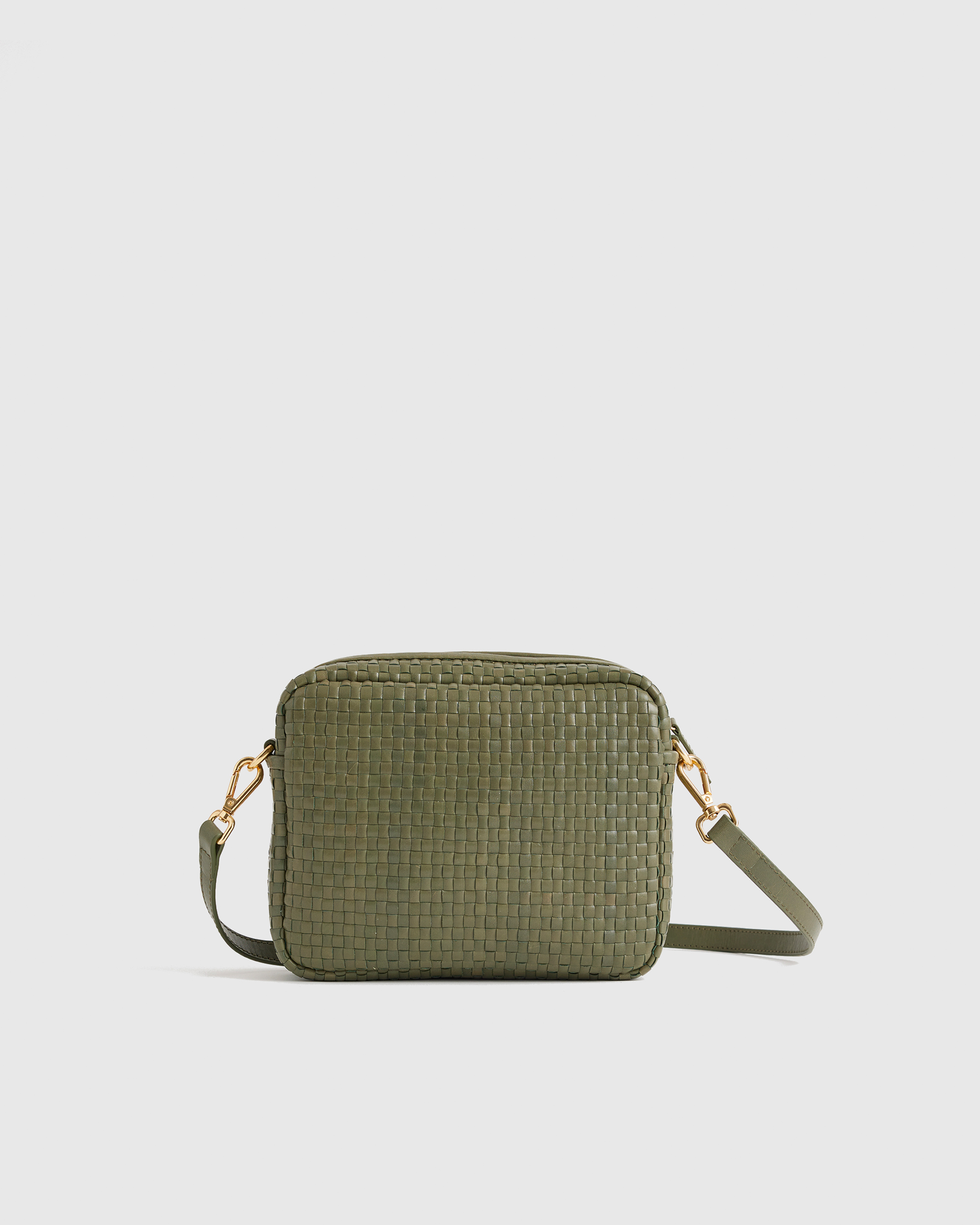 Quince Women's Italian Leather Handwoven Crossbody In Olive
