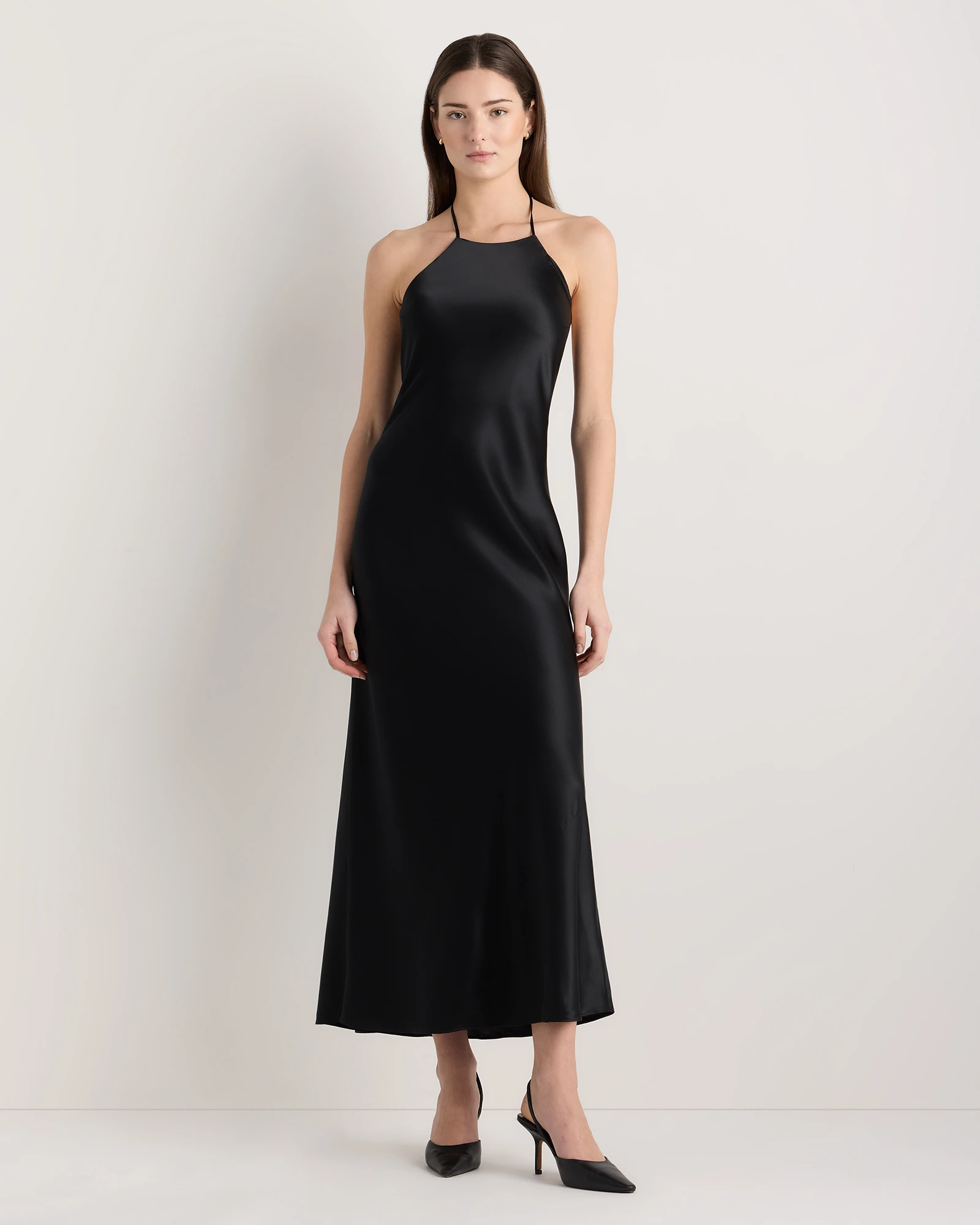 Women's Halter Maxi Dress in True Black, Size XL, Silk by Quince Women's Halter Maxi Dress in True Black, Size XL, Silk by Quince