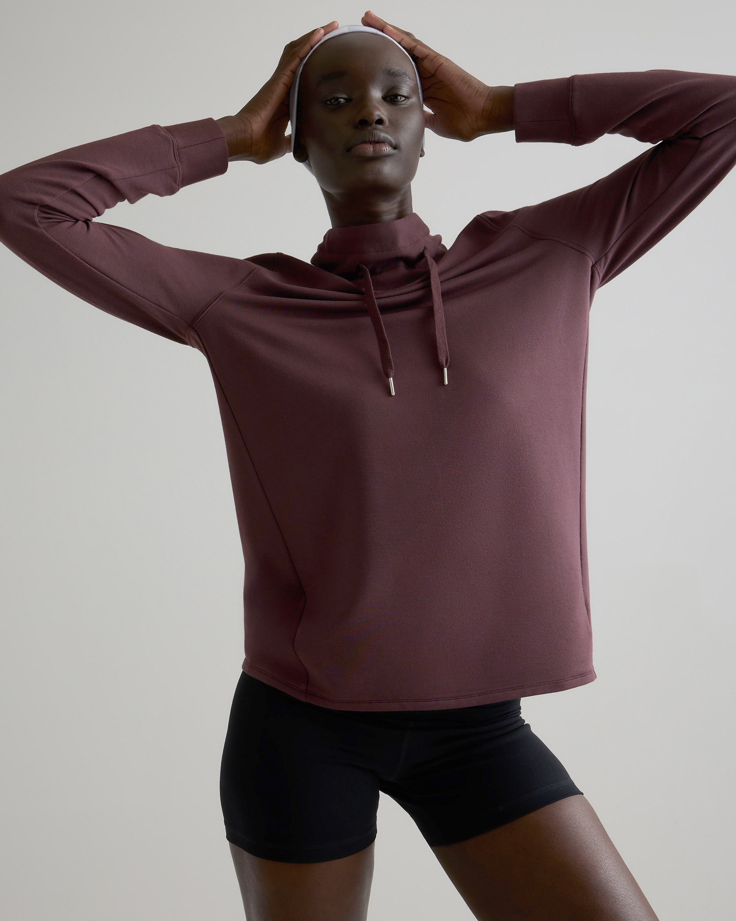 SuperSoft Fleece Mock Neck Pullover in Dried Fig