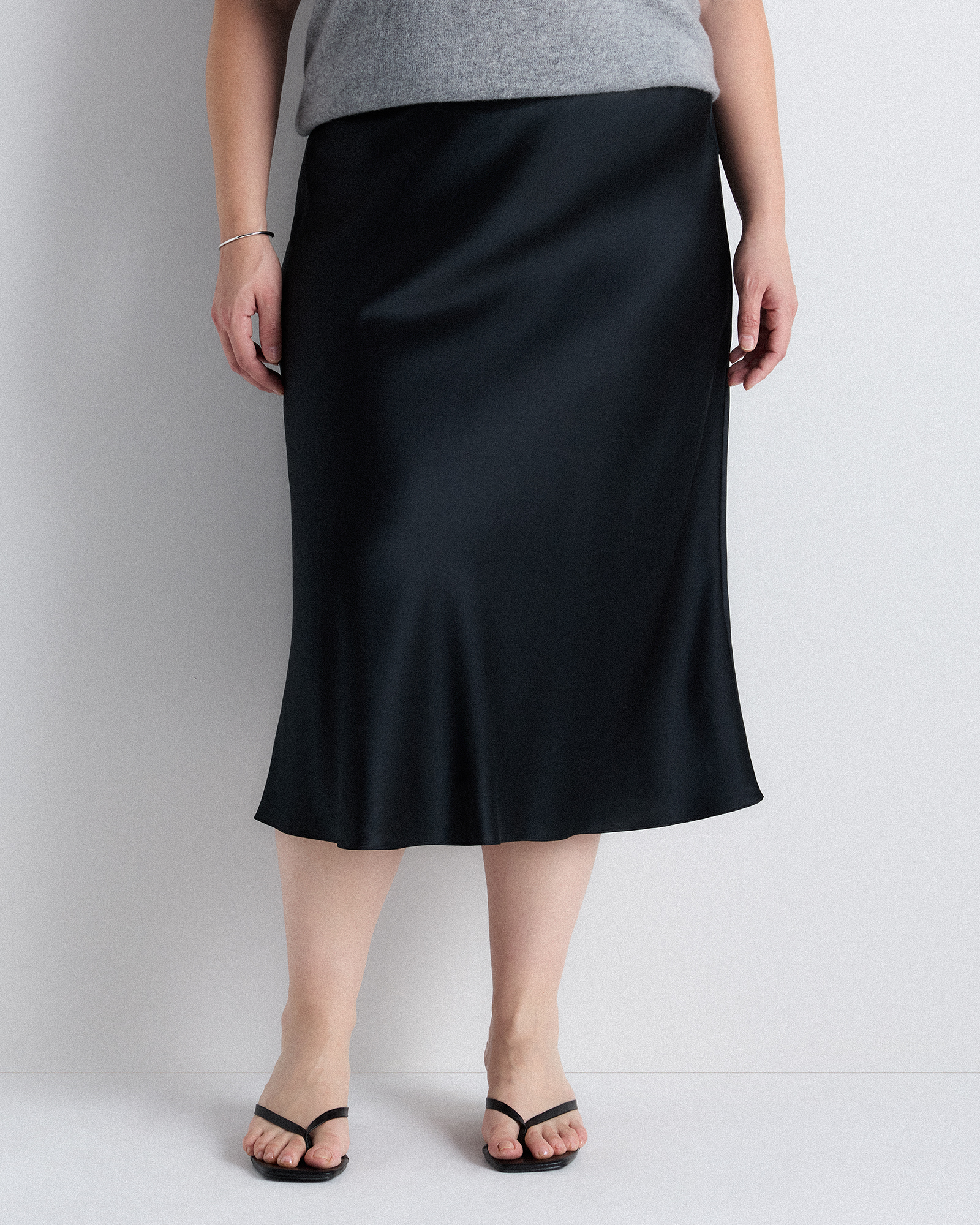 Black 100% Washable Silk Skirt