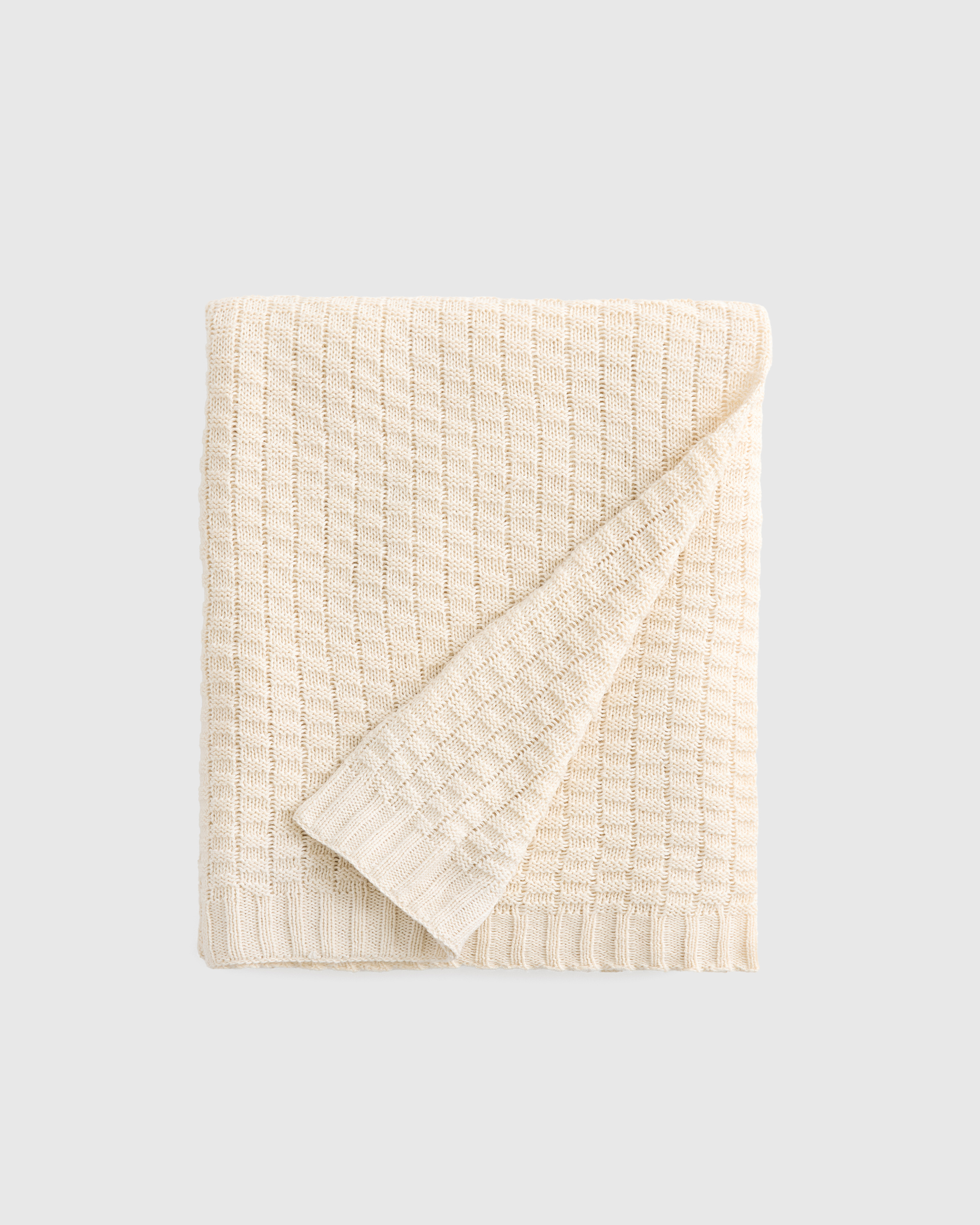Ivory Cotton Cashmere Knit Blanket