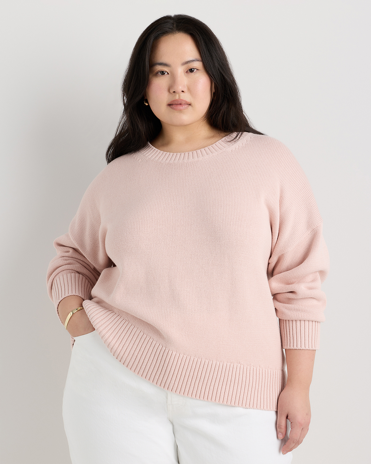 Shell Pink 100% Organic Cotton Boyfriend Crew Sweater