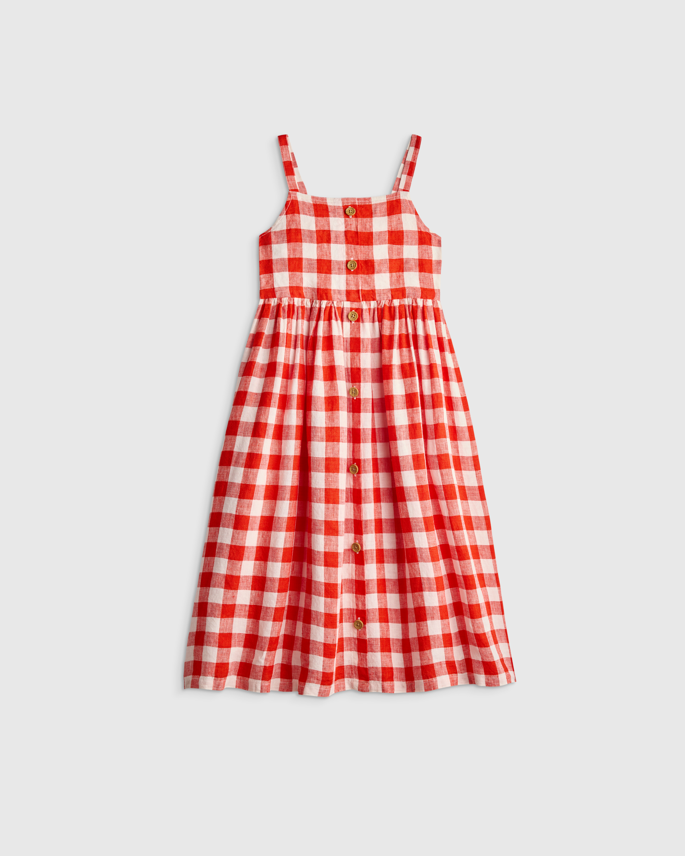 Picnic Gingham KID Girls Sleeveless Linen Dress